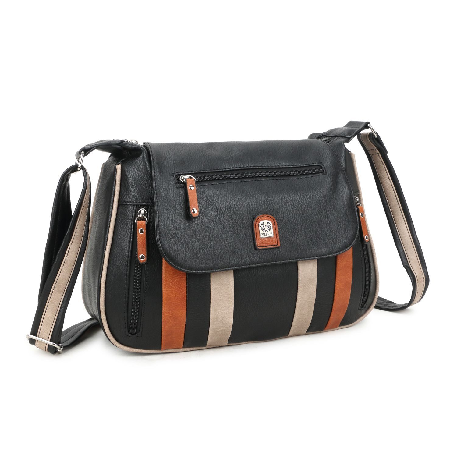 ITALYSHOP24 Schultertasche Damen Tasche Vintage Shopper Umhängetasche Crossbody Bürotasche Reise, Hobo Bag Crossover Leder Optik BodyBag Henkeltasche Beuteltasche