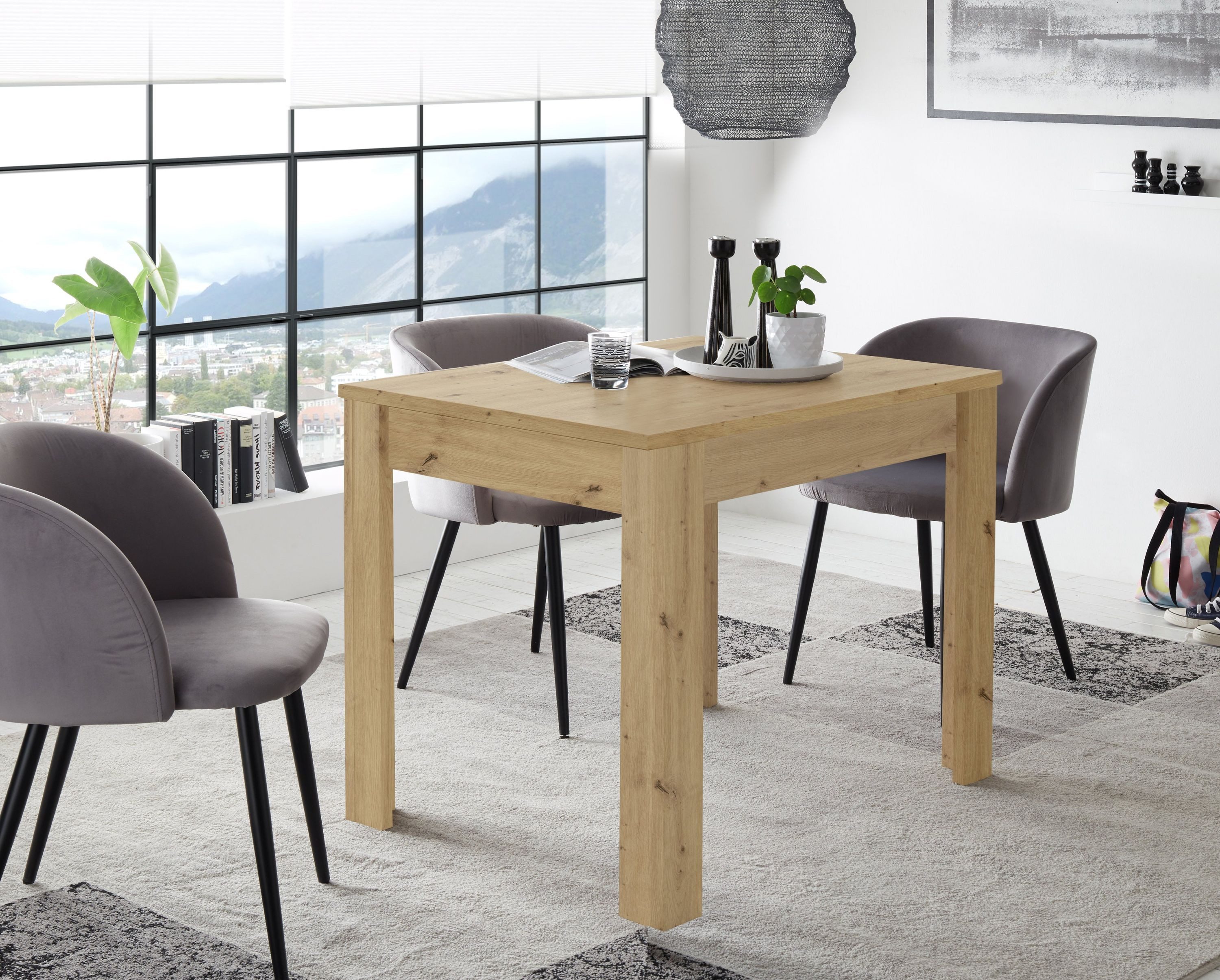 FURNARO Esstisch, eckig ausziehbar in asteiche (artisan) B/H/T:80-120x76x60 cm