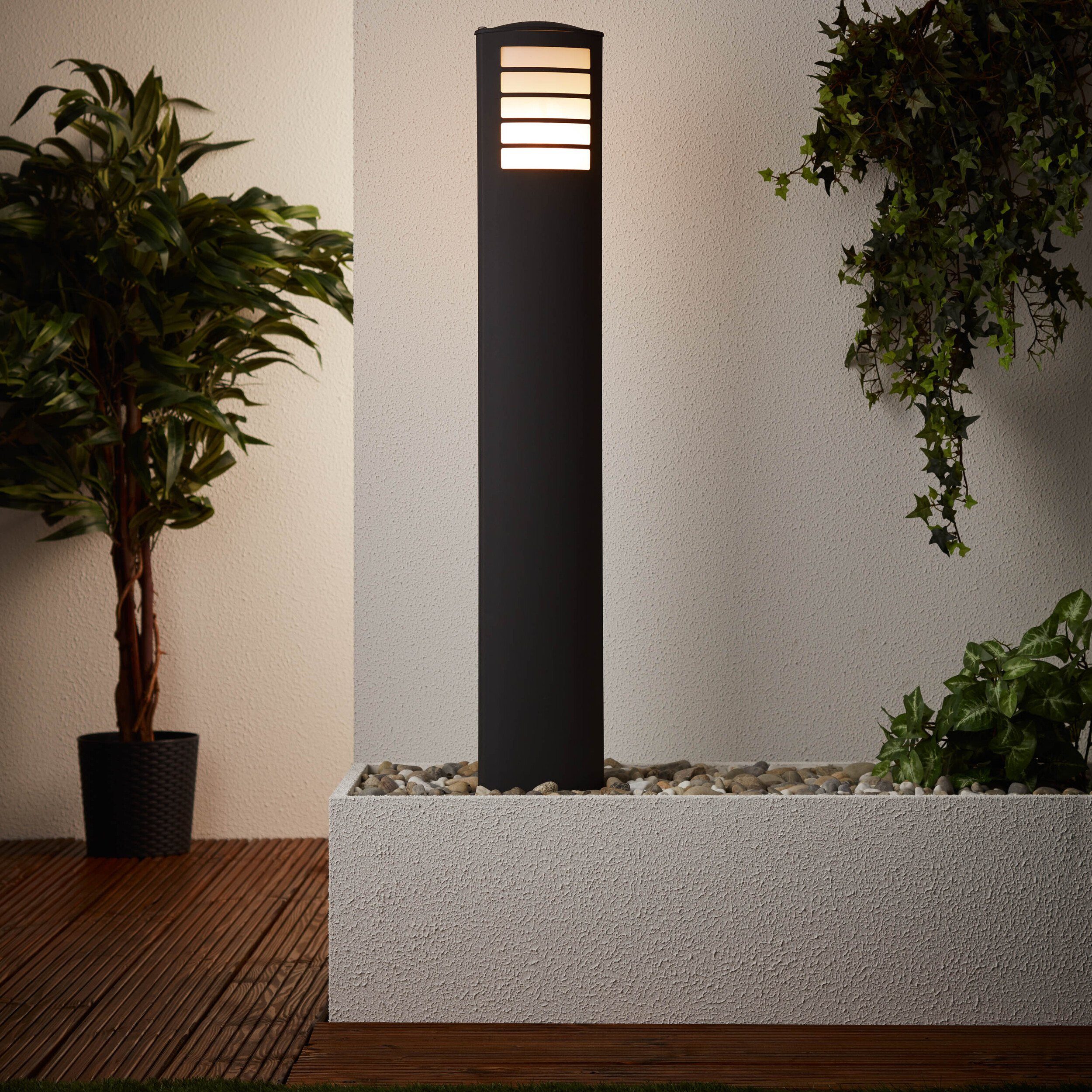Lightbox Außen-Stehlampe, ohne Leuchtmittel, Außen Stehlampe, 100 cm Höhe, E27, max. 40 W, Metall/Kunststoff