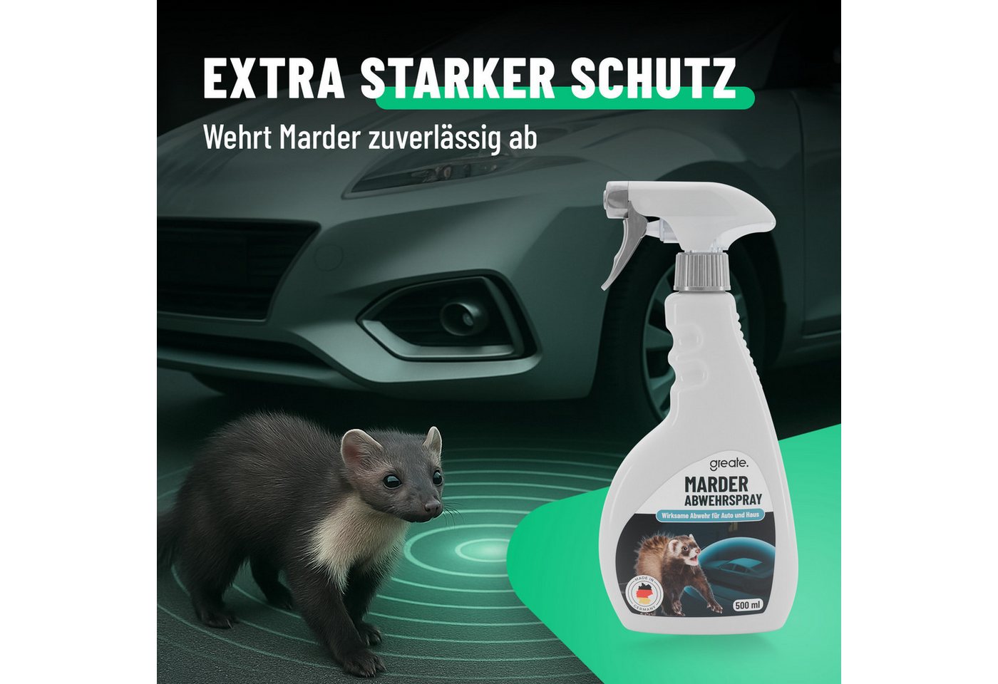 Thumbnail - greate. Marderspray Marderspray Auto Motorraum 500 ml - Mader Abwehr, Marderschutz Spray, 1-St.