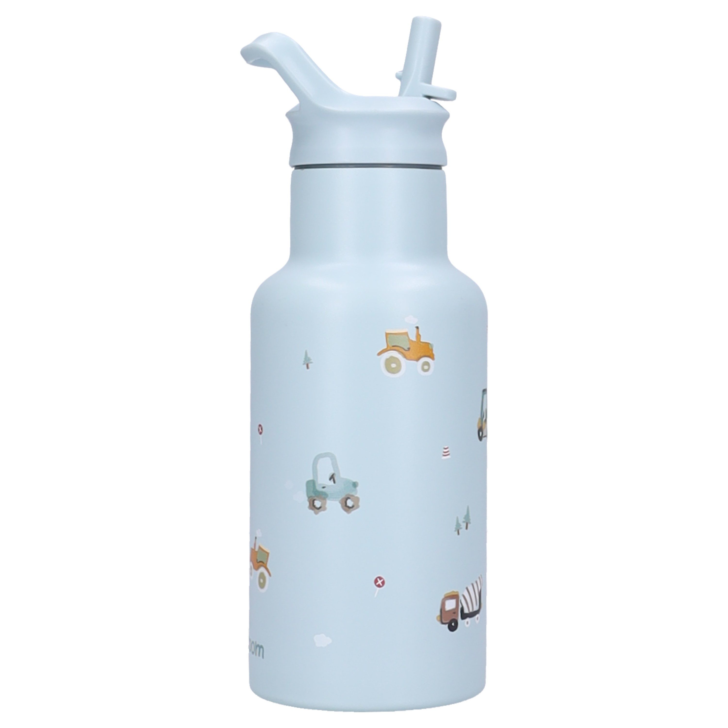 Kidzroom Trinkflasche Little Story Kinder Trinkflasche 350 ml Edelstahl mit Strohhalm