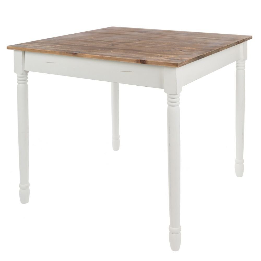 LebensWohnArt Esstisch Landhaus Esstisch COUNTRY 80x80cm weiss-braun Küchen günstig online kaufen