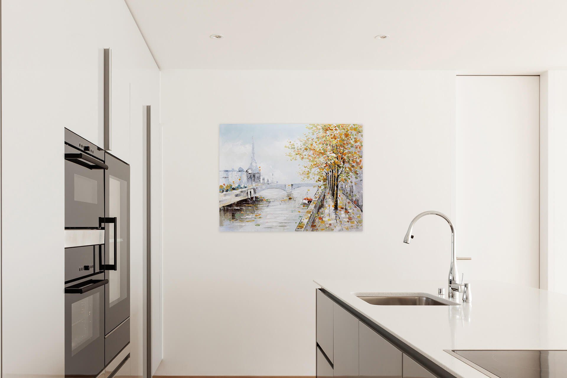 100x75 Gemälde Wandbild der 100% Leinwandbild KUNSTLOFT Wohnzimmer Seine HANDGEMALT cm, An