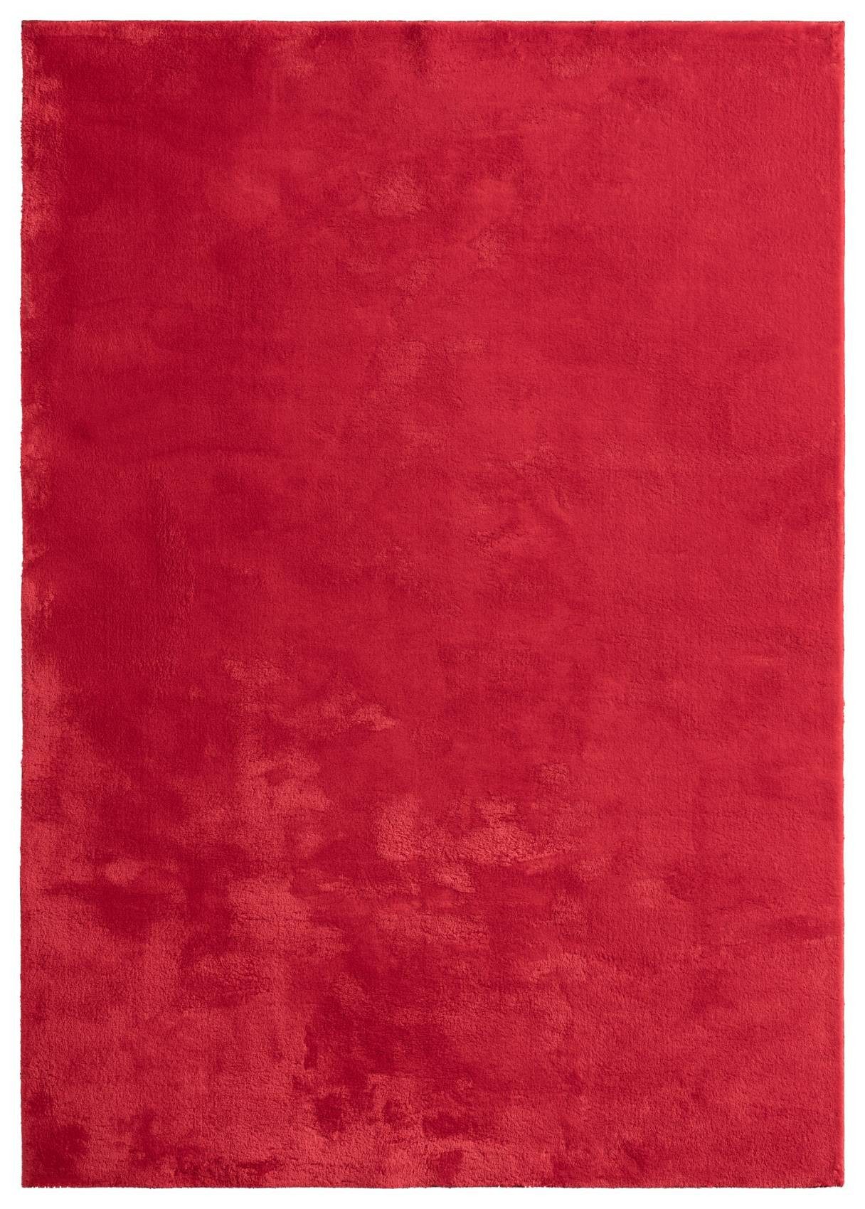 Floornovo Hochflor-Teppich Indoor Teppich Rot versch. Größen - rechteckig für alle Innenräume -, rechteckig, Trocken- und Feuchträume