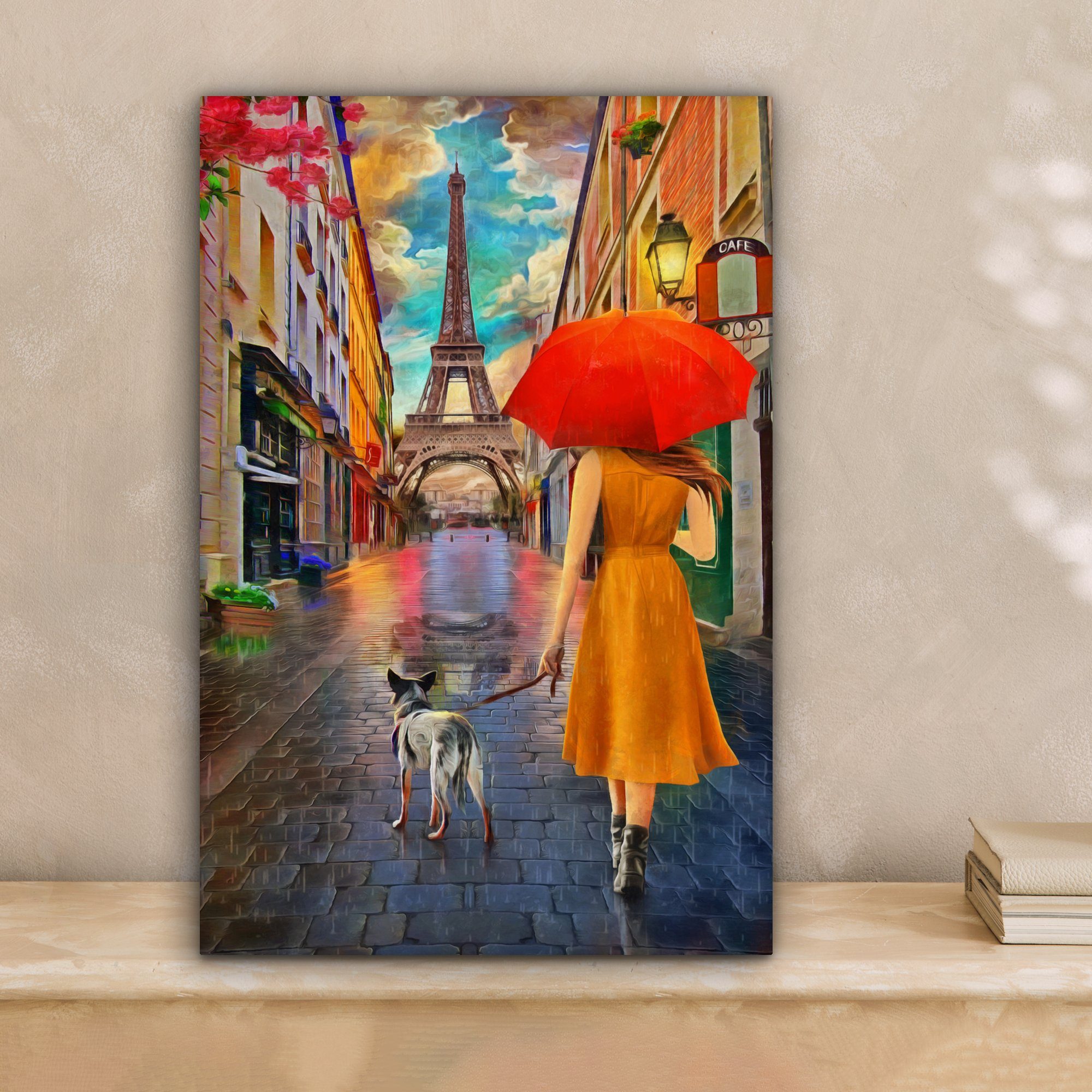 OneMillionCanvasses® Leinwandbild Kunstdrucke - Ölfarbe - Frau - Hund - Par günstig online kaufen