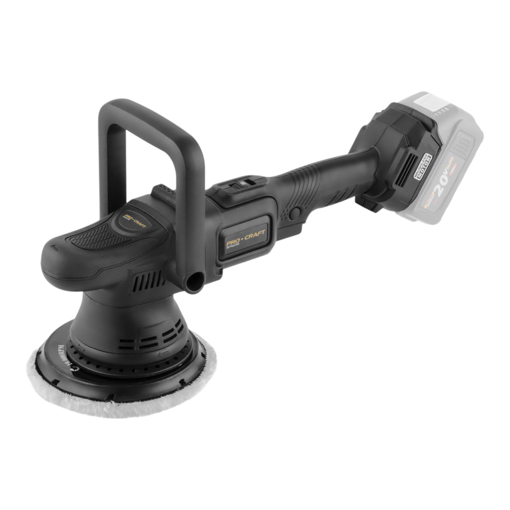 PRO CRAFT Akku-Poliermaschine PM22bb Akku Poliermaschine 20 Volt 150 mm + 1x Akku 4,0 Ah