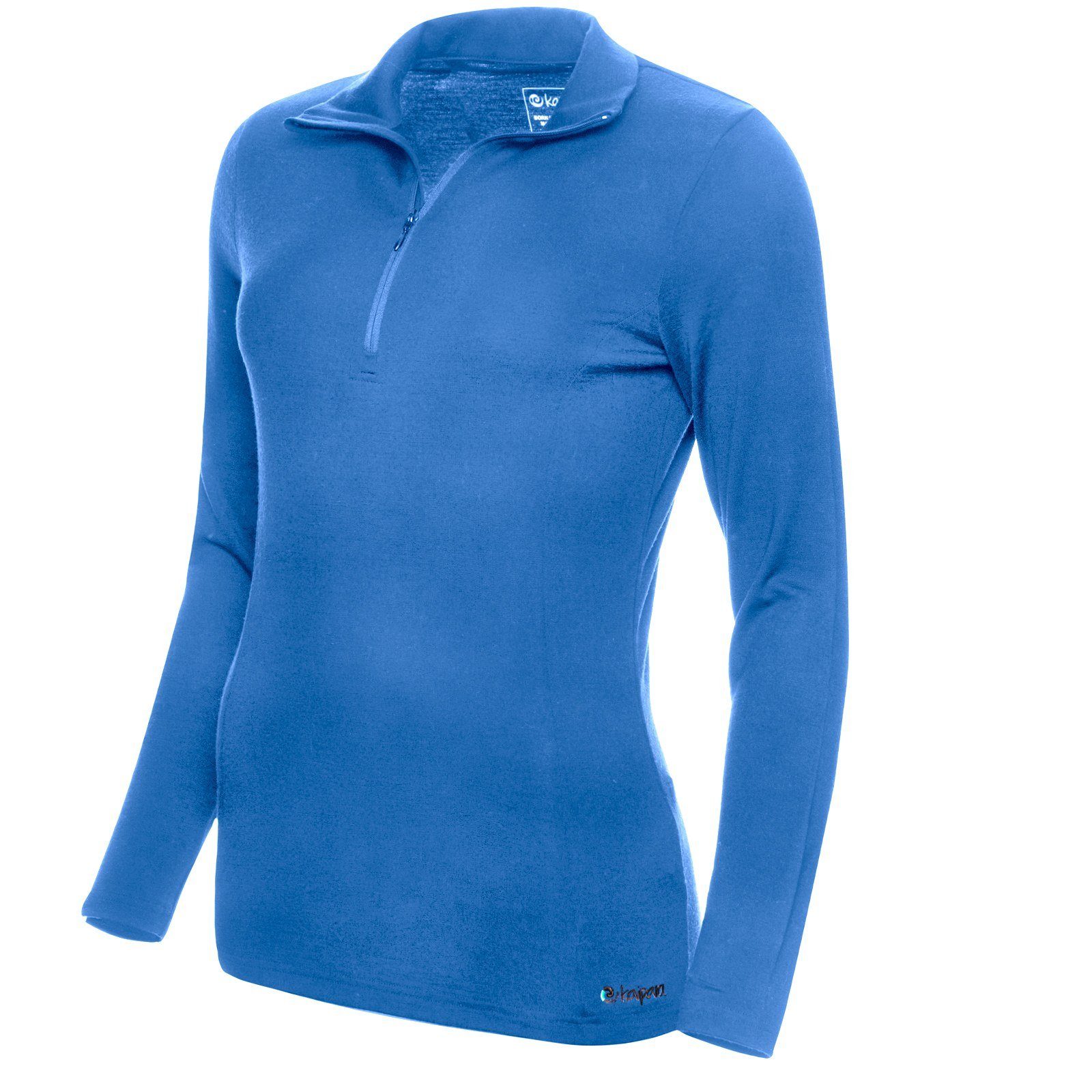 Kaipara - Merino Sportswear Funktionsshirt Merino Zip-Neck Damen Slimfit 200 (1-tlg) aus reiner Merinowolle Made in Germany Royal