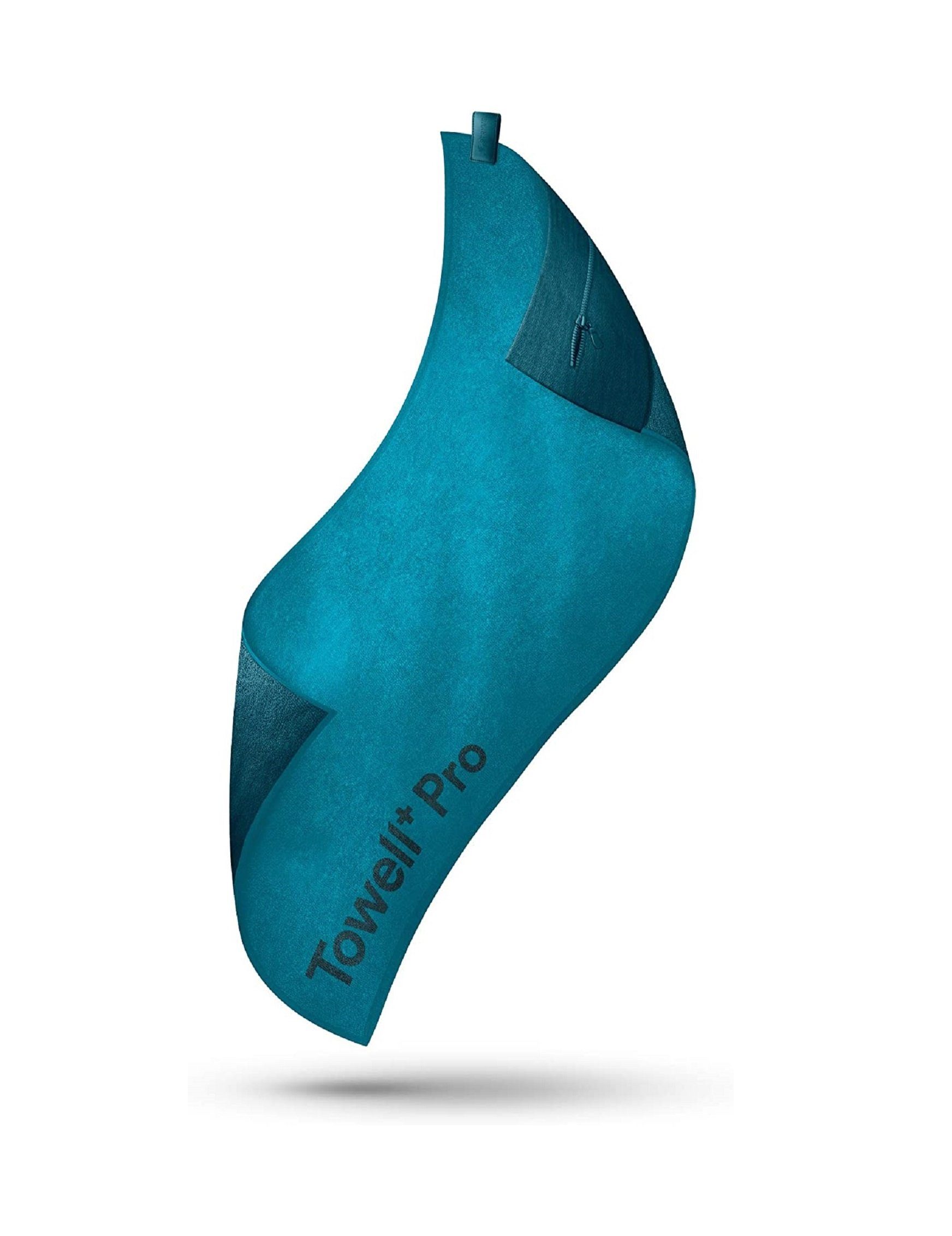 Stryve Sporthandtuch Towell + Pro Active Blue (105 x 42,5cm), mit Magnet, Tasche + Rutschschutz
