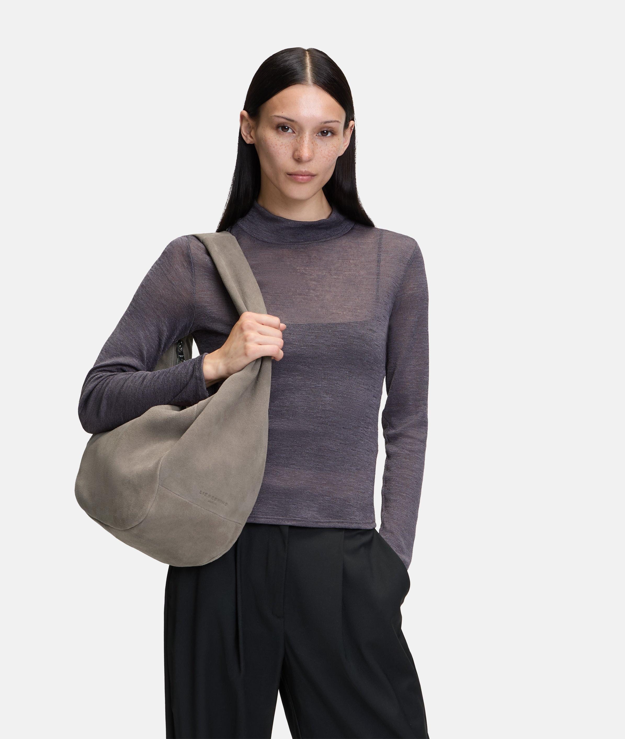 Liebeskind Berlin Schultertasche Hobo, Mittelgroße Hobo-Bag aus Veloursleder
