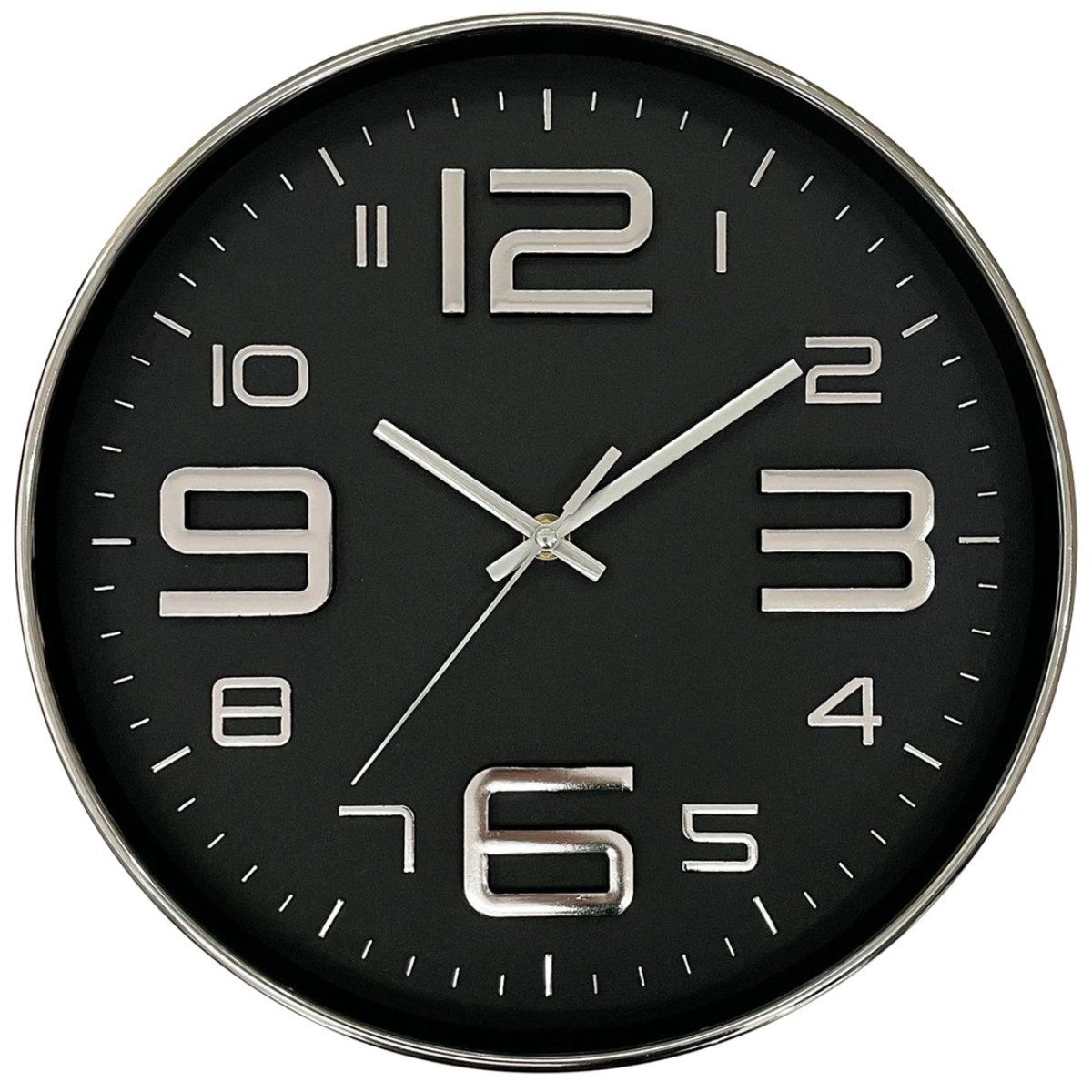 Platinet Wanduhr PZNS (Große 3D-Ziffern mit moderner Metallic-Optik)