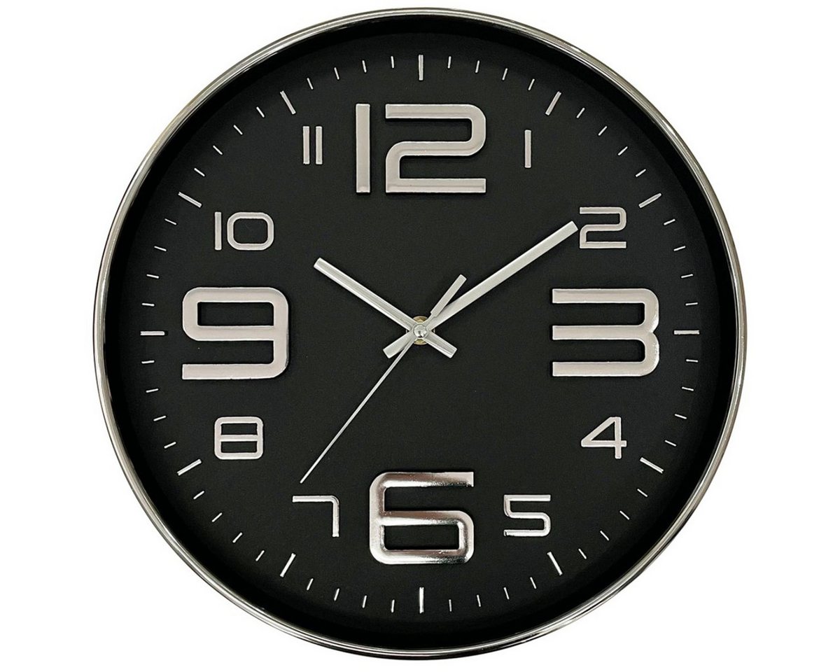 Platinet Wanduhr PZNS (Große 3D-Ziffern mit moderner Metallic-Optik)