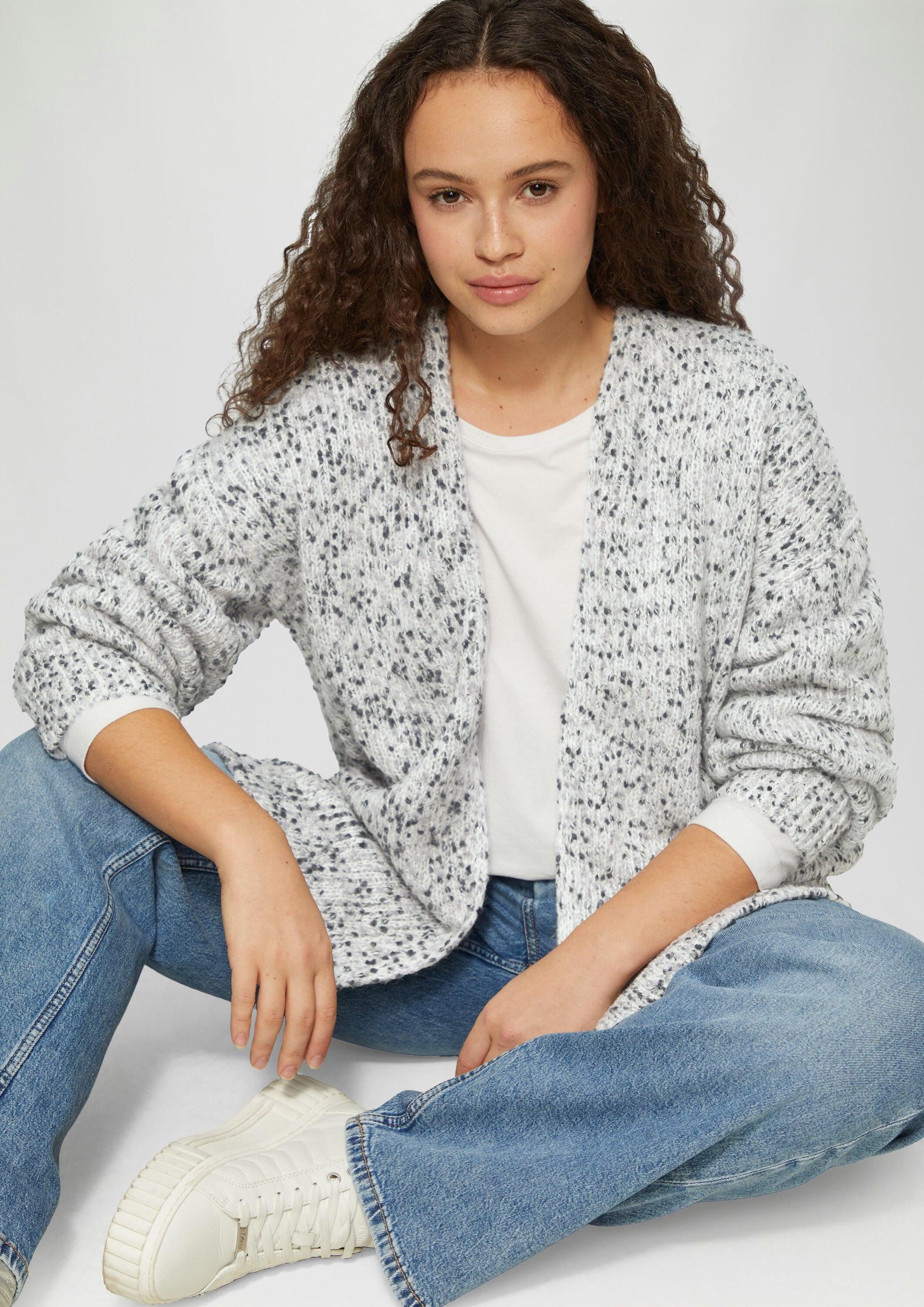 s.Oliver Cardigan Strickjacke Melierter Cardigan mit weiten Ärmeln im Relaxed Fit