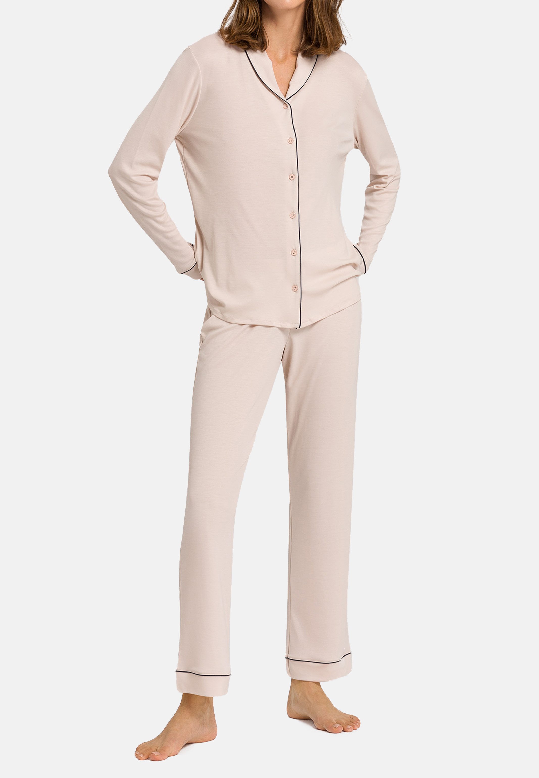 Hanro Pyjama Natural Comfort (Set, 2 tlg) Pyjama - Klassisches Design für stilvolle Nächte