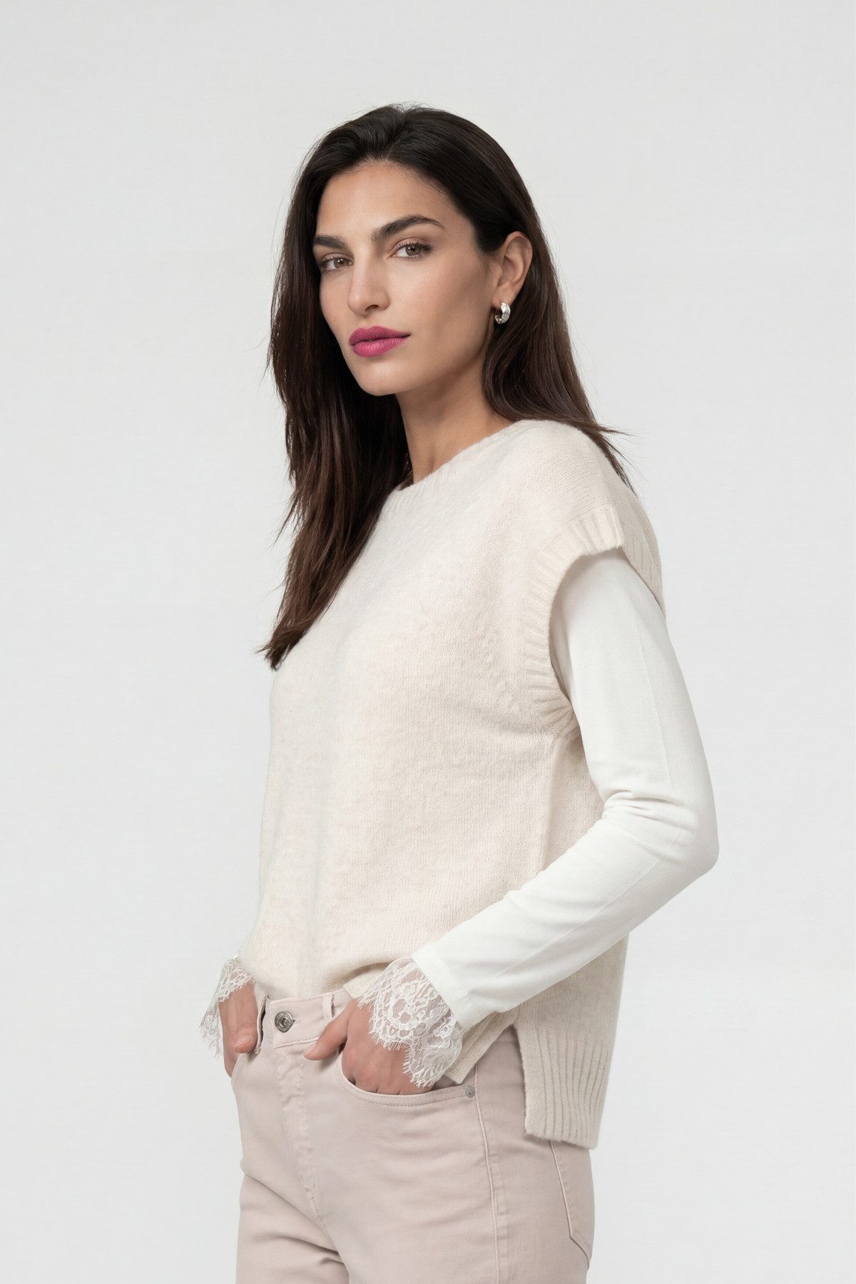Monari Pullunder Pullunder Lurex Regular fit mit Strickbund