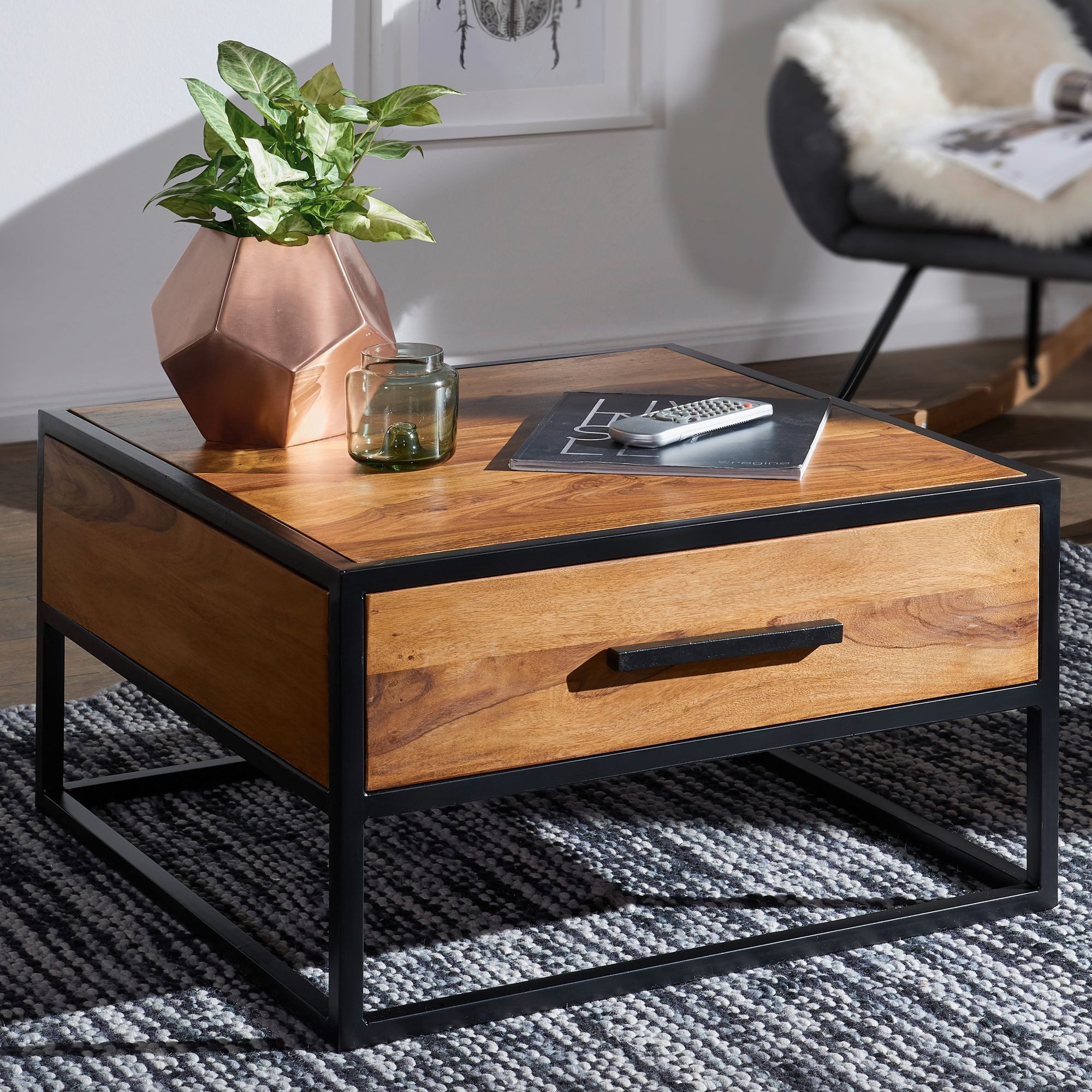 FINEBUY Couchtisch FB51417 (65x38x65 cm Massivholz günstig online kaufen