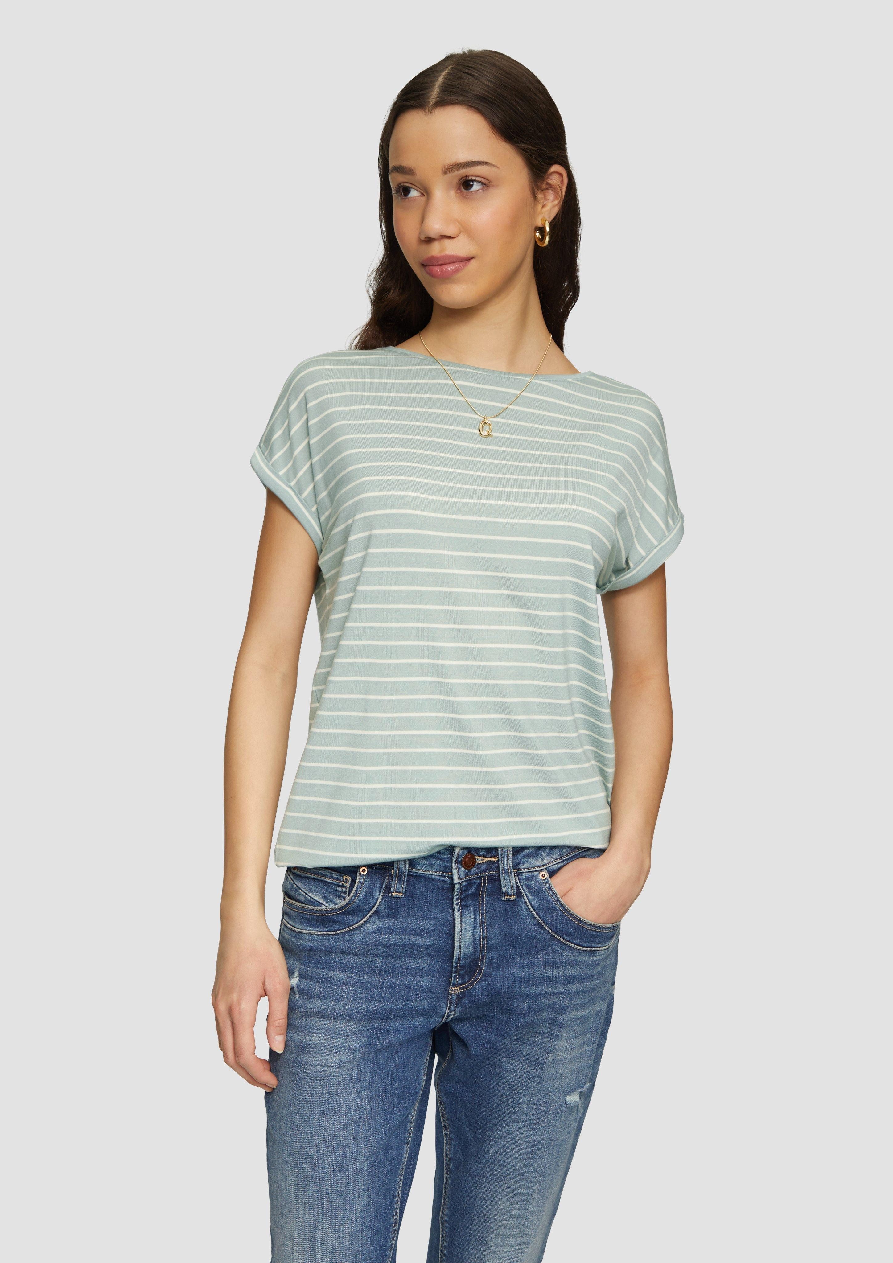 QS Kurzarmshirt Loose Fit-Shirt im Lyocellmix günstig online kaufen