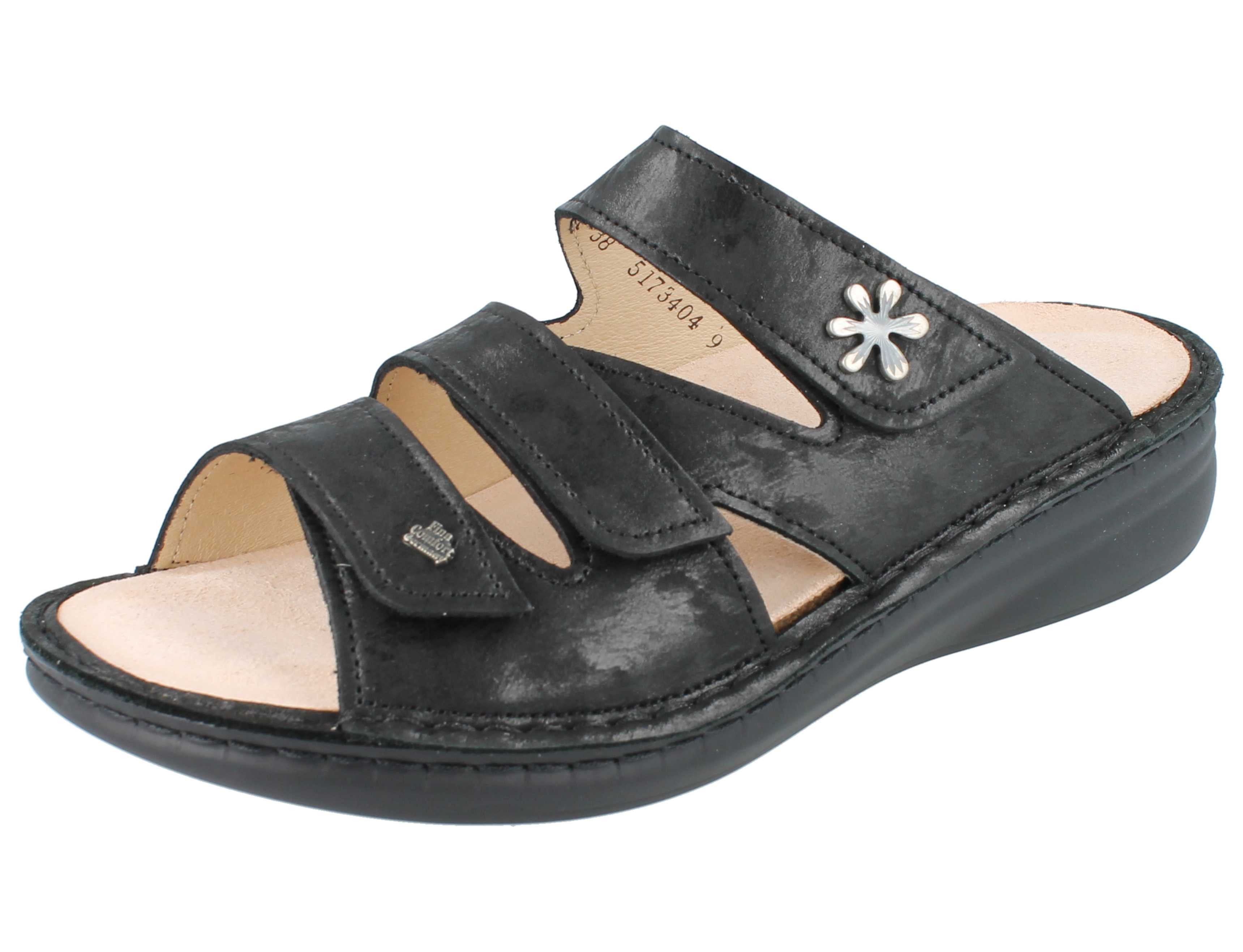 Finn Comfort FINN COMFORT Grenada Damen Pantolette schwarz Nubukleder - Größe: 40 Pantolette Wechselfußbett