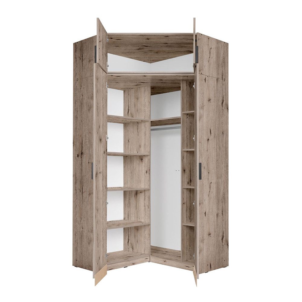 Lomadox Aufsatzschrank SELAWIK-166 für Eckkleiderschrank, Eiche