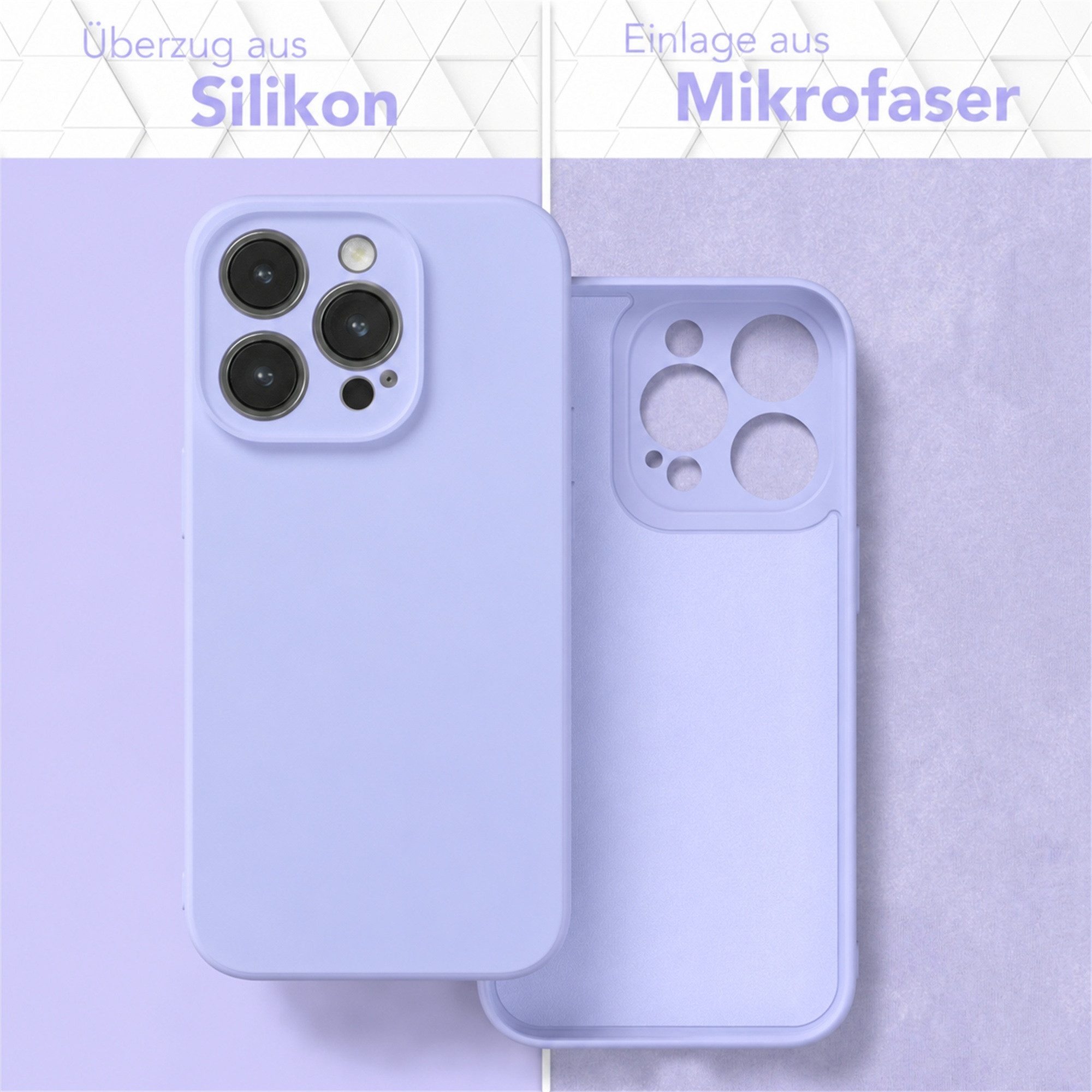 EAZY CASE Handyhülle für Apple iPhone 14 Pro Hülle Silikon 6,1 Zoll, Silikonhülle stoßfest Smart Slimcover Case Dünn Blau Lila – Bild 3 von 5