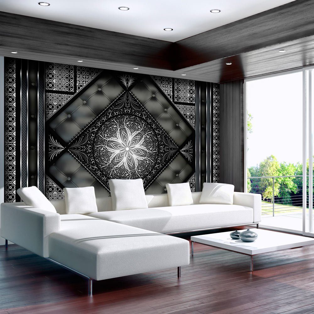 KUNSTLOFT Vliestapete Black mosaic 1.5x1.05 m, halb-matt, lichtbeständige Design Tapete