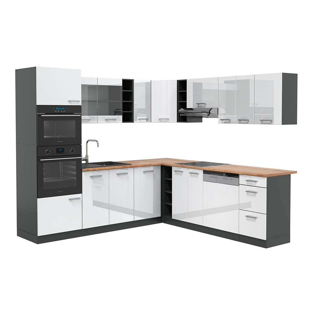 Vicco Küchenzeile R-Line, Weiß Landhaus/Anthrazit, 300 günstig online kaufen
