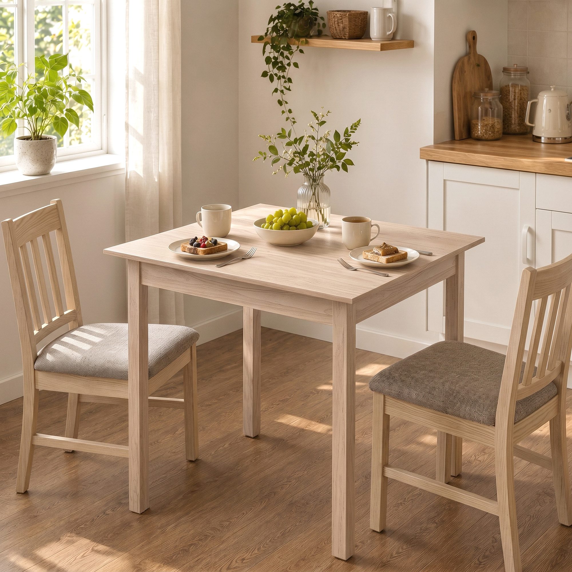 HOMCOM Esstisch Küchentisch Esszimmertsich aus Massivholz (Set, 1-St., 1 Tisch), Quadratischer Esstisch für 2 Personen