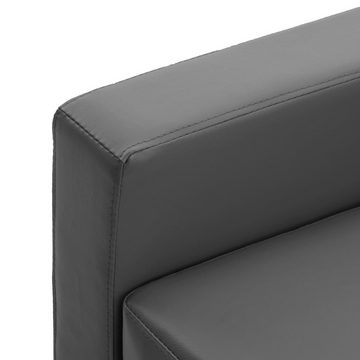 vidaXL Sofa 3-Sitzer-Sofa mit Hocker Grau Kunstleder