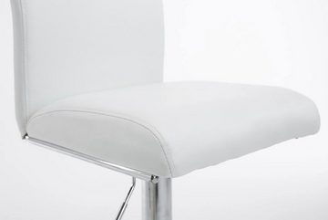 TPFLiving Barhocker Kölle (Set, 2 St., mit Rückenlehne - höhenverstellbar - Hocker für Theke & Küche), 360° drehbar - chromfarbener Stahl - Sitzfläche: Kunstleder Weiß