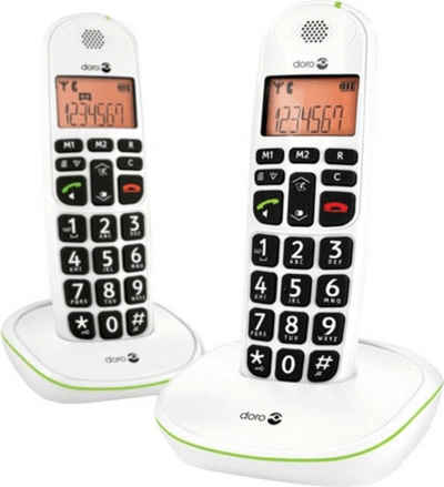 Doro PhoneEasy 100w Duo Schnurloses DECT-Telefon (Mobilteile: 2, Großes beleuchtetes Display)
