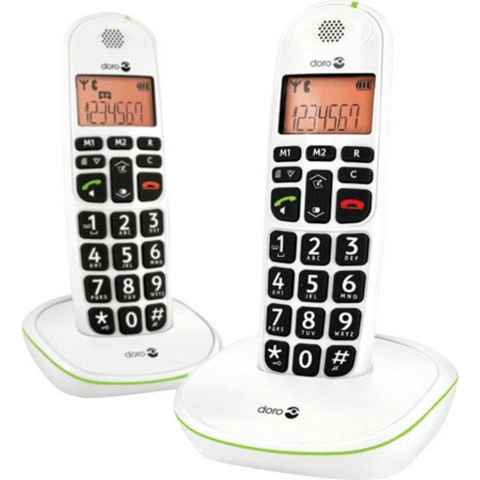 Doro PhoneEasy 100w Duo Schnurloses DECT-Telefon (Mobilteile: 2, Großes beleuchtetes Display)