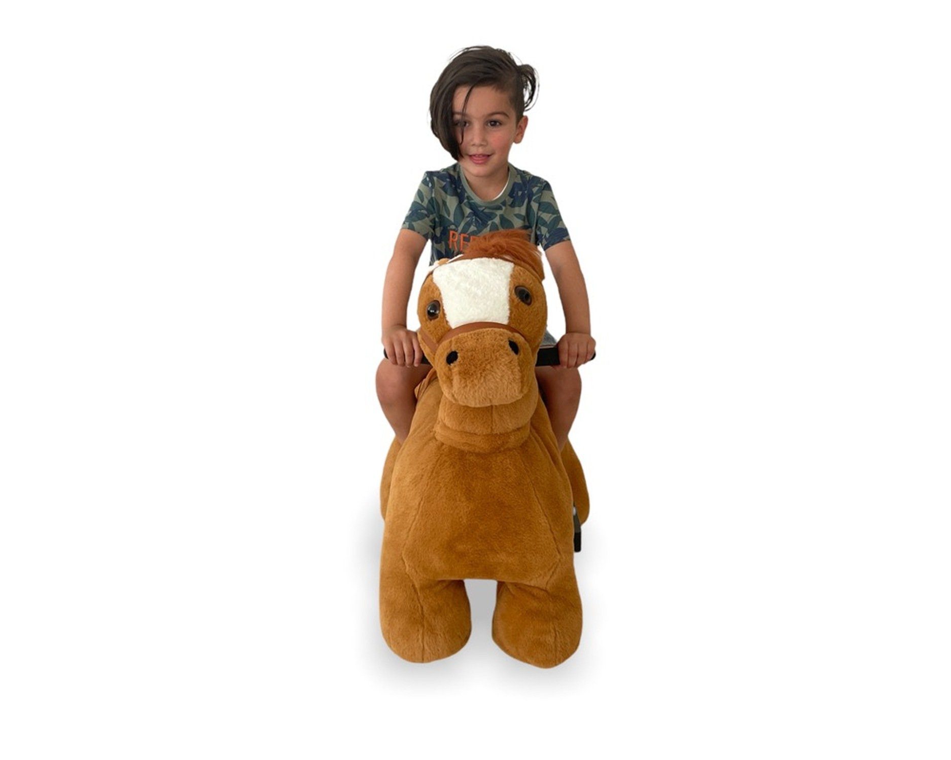 TPFLiving Reittier Pferd Jolly mit Fernbedienung - 2 x 12 Volt - 7Ah-Akku, Reittier groß - Reitpferd mit Rollen - Farbe: braun