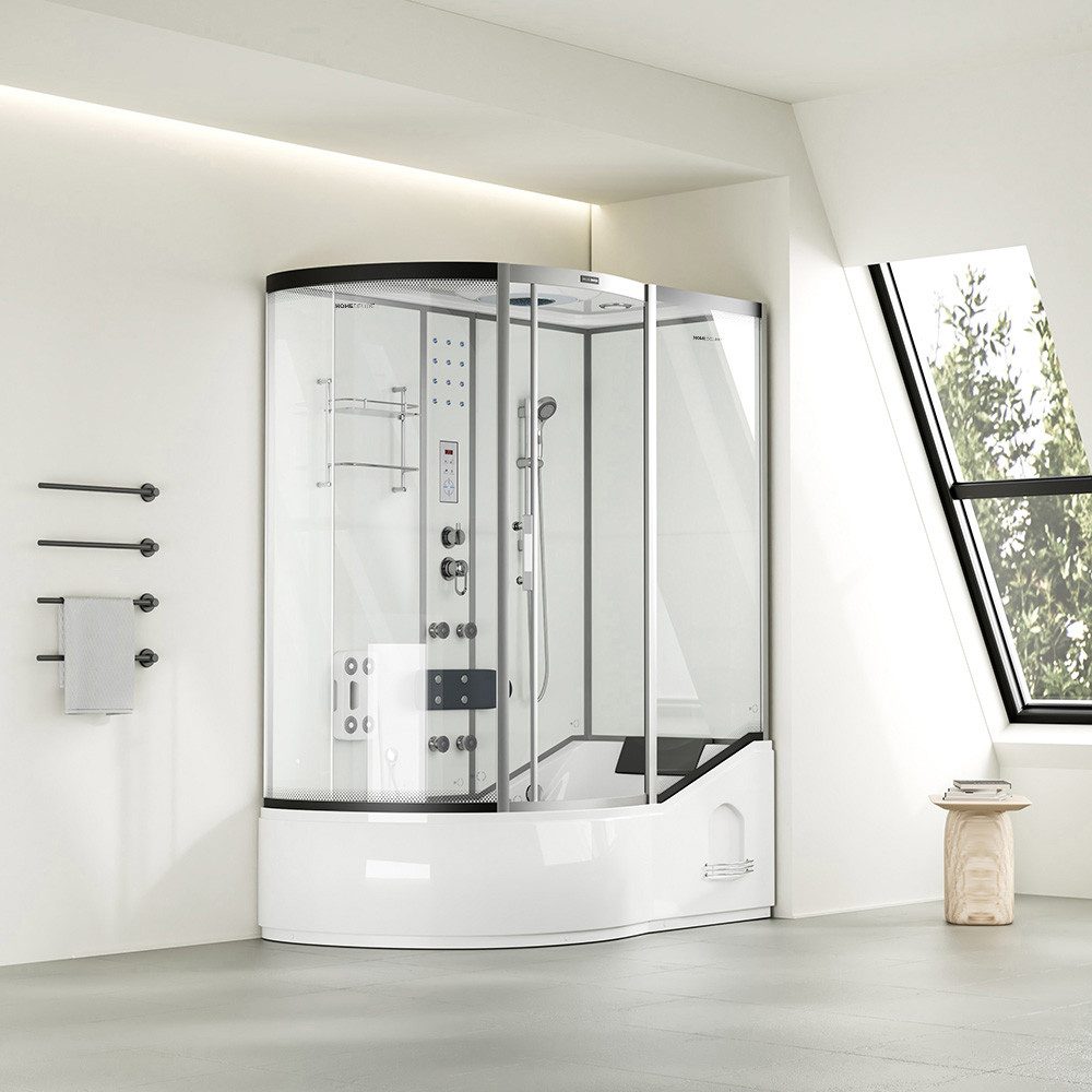 HOME DELUXE Eckdusche Duschkabine ALLIN 2IN1 - Weiß Links, BxT: 170x90 cm, Sicherheitsglas, Badewanne, Dusche in einem System, Fertigdusche Badewannenkombination