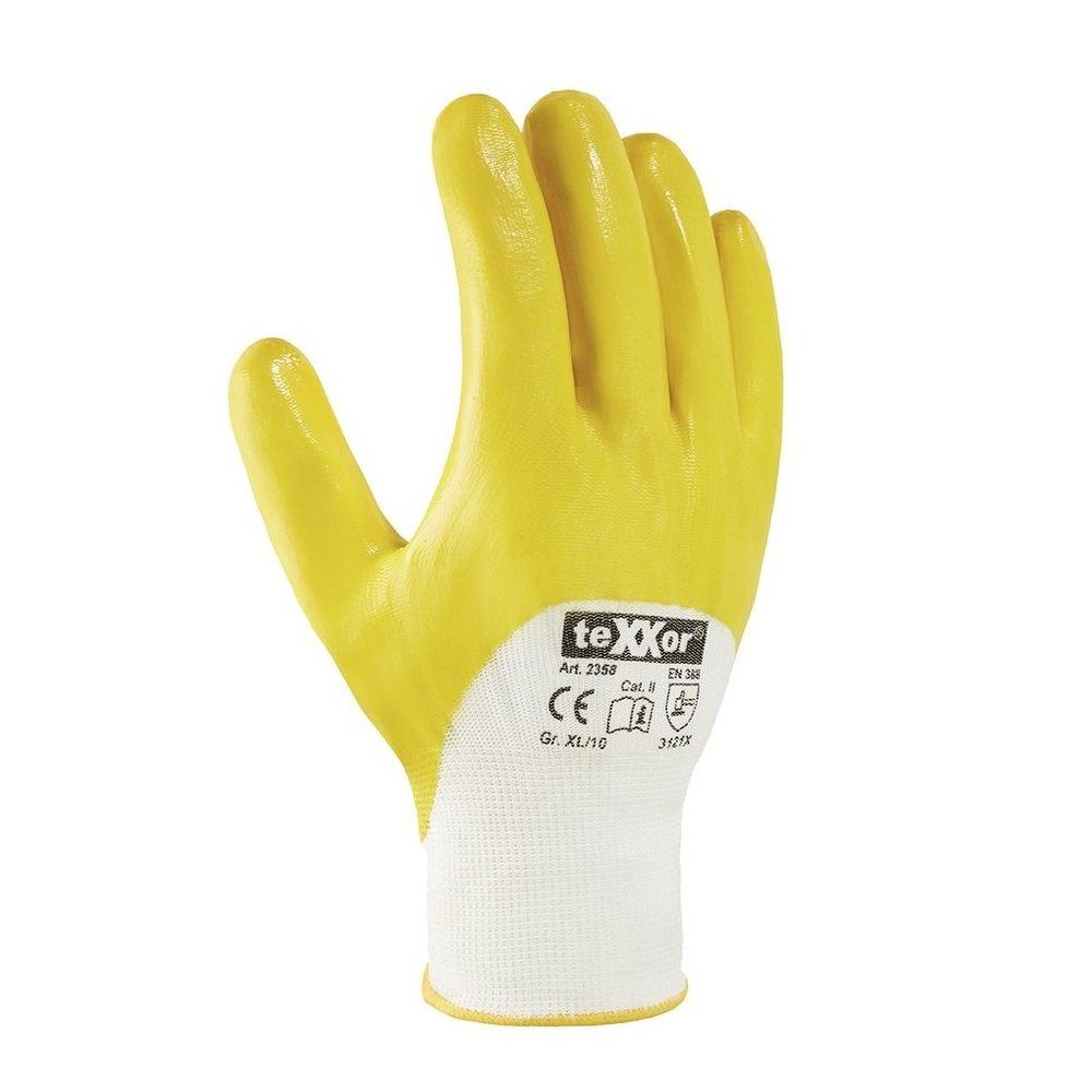 teXXor Arbeitshandschuh-Set Polyester Strickhandschuhe Nitril Beschichtet