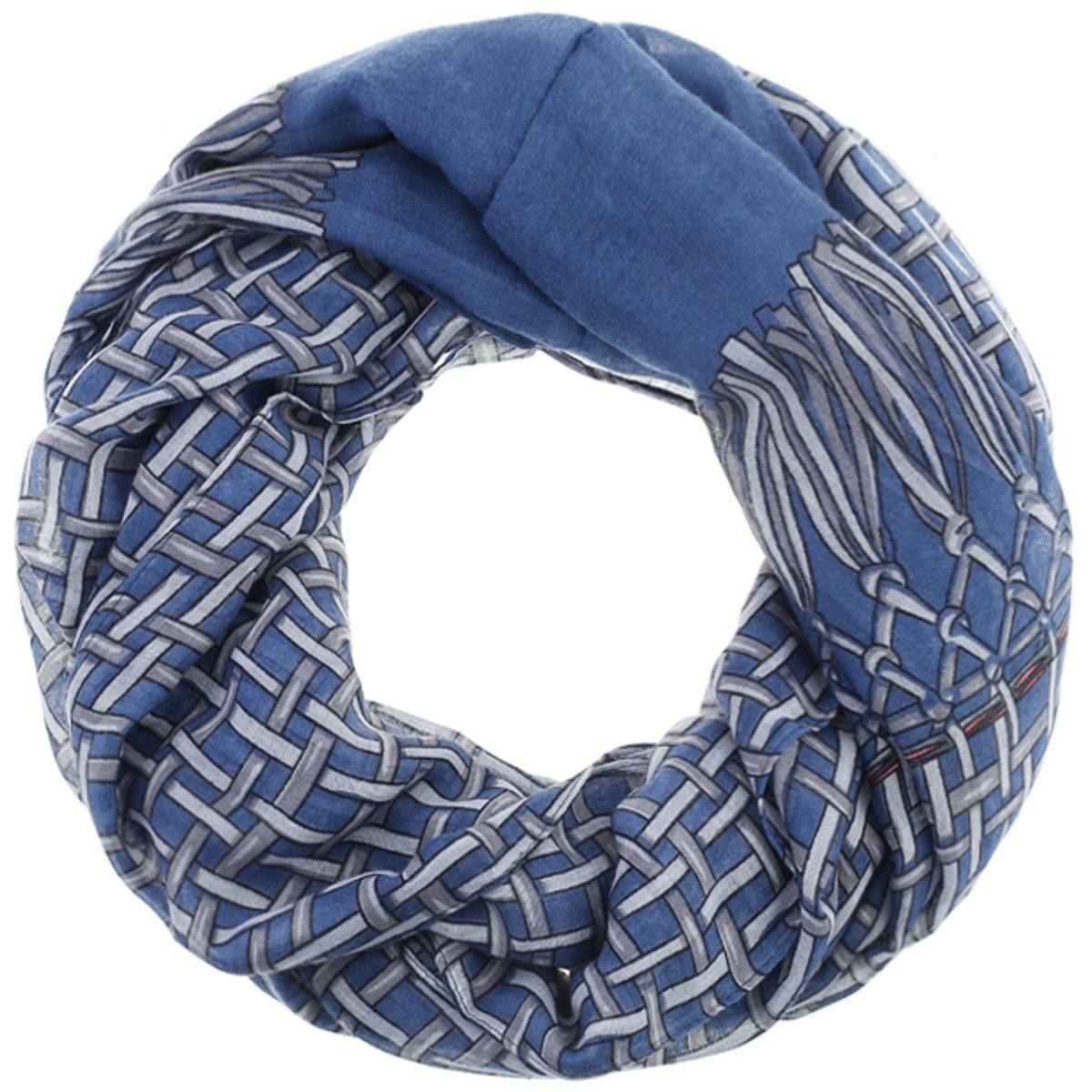 Faera Loop, Damen Schal gemusterter weicher und leichter Loopschal Einheitsgröße verschiedenen Farben blau