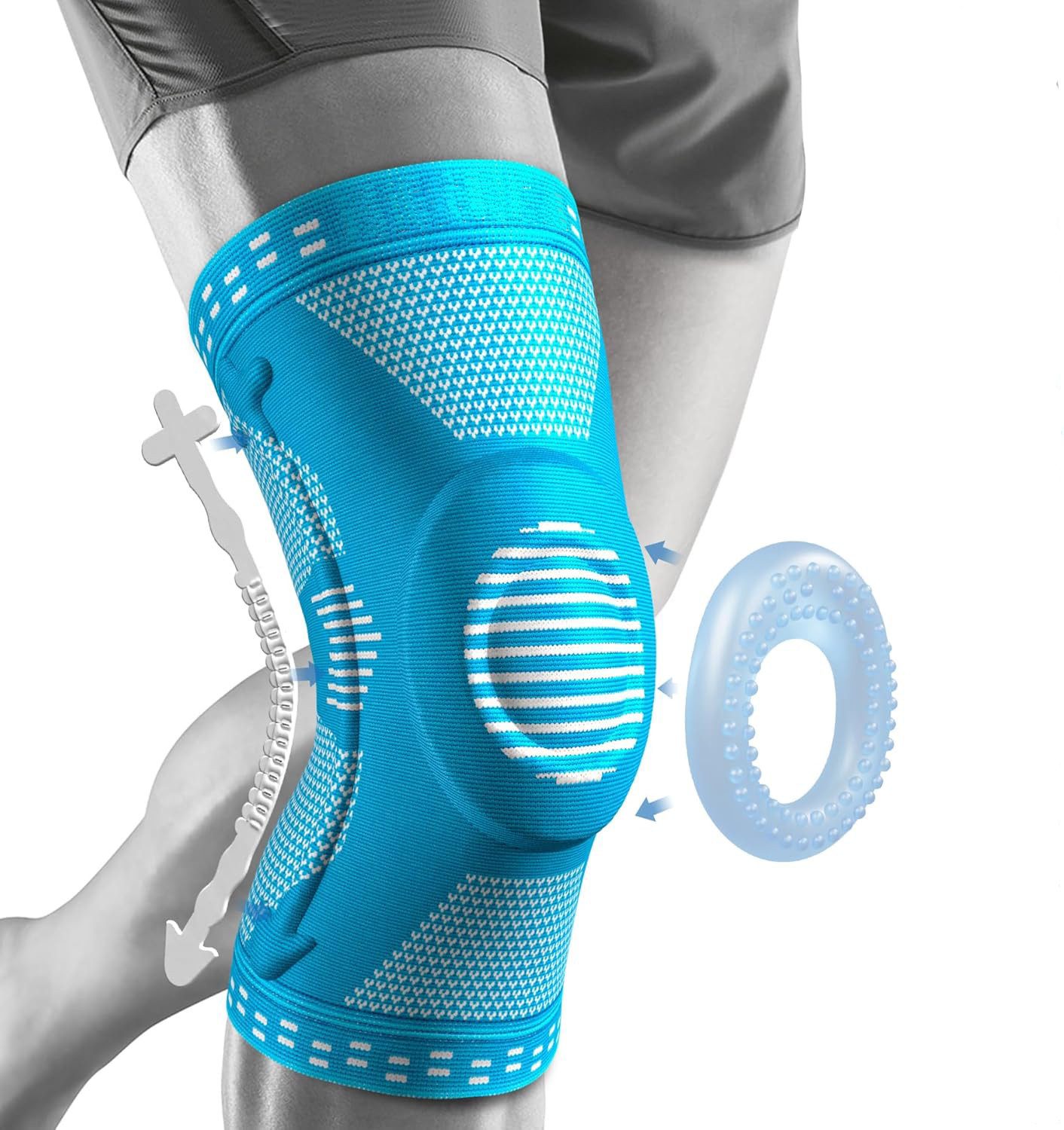 NEENCA Kniebandage Professionelle Kniebandage mit Kompression & Patella-Stützsystem (Unisex-Kompressionsbandage zur Stabilisierung und Schmerzlinderung, Einzelbandage mit Patella-Pad & Federstabilisatoren für Knie), Kompressions-Kniebandage mit Patella-Pa