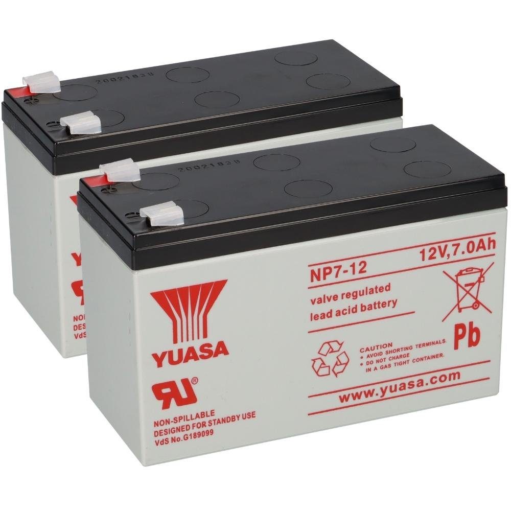 Yuasa 2x Yuasa Blei-Akku NP7-12 Pb 12V 7Ah VdS, Faston 4,8mm Bleiakkus