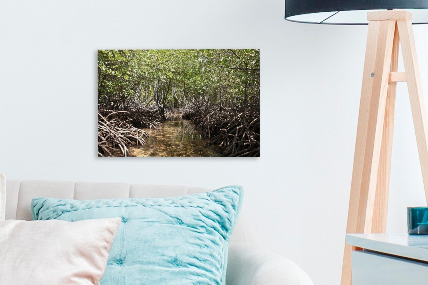 Wasser Mangroves Park, Leinwandbild cm Baches 30x20 dem St), Wandbild National im Aufhängefertig, eines über OneMillionCanvasses® Baumwurzeln Leinwandbilder, (1 Wanddeko,