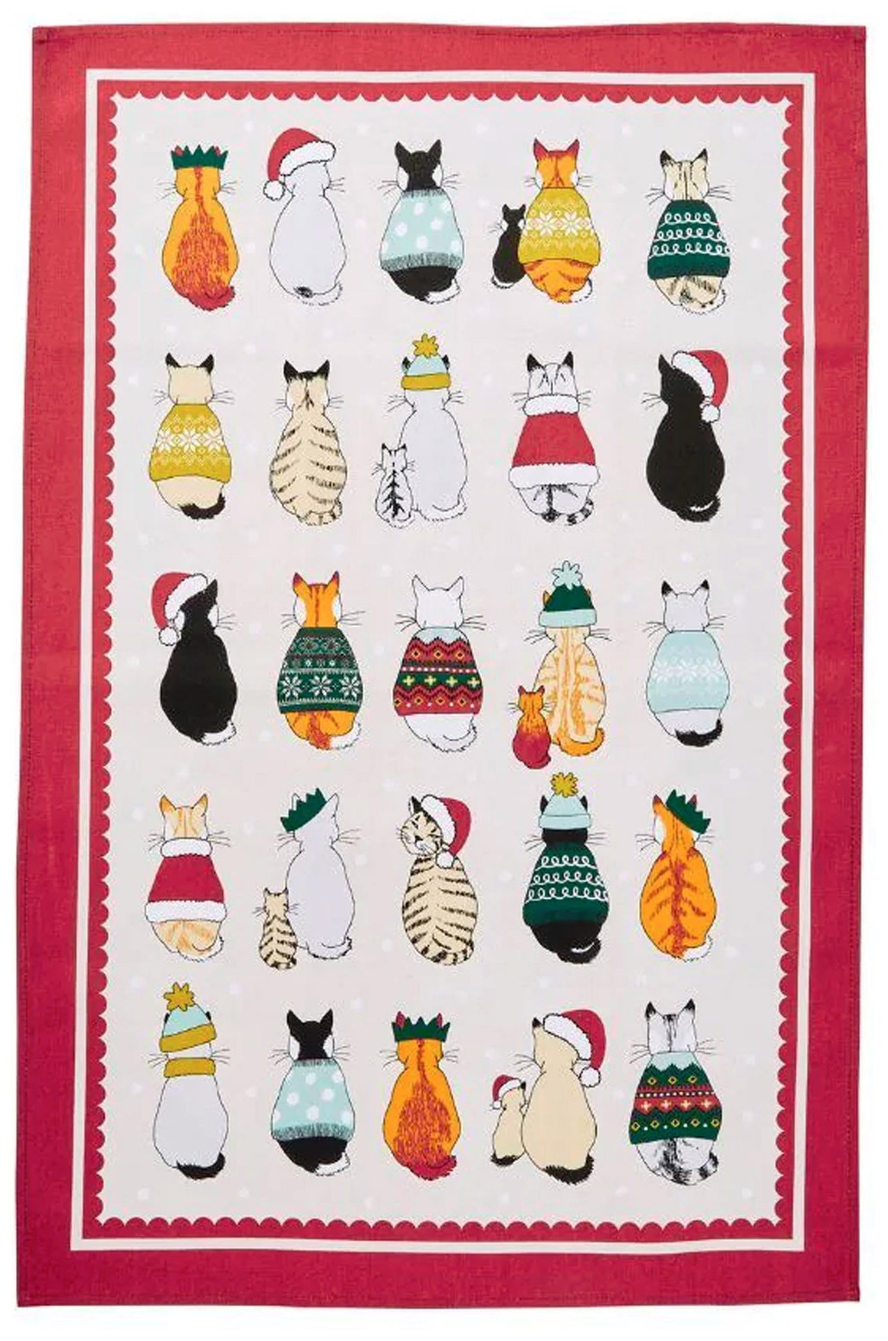 Ulster Weavers Geschirrtuch Cats in Waiting Christmas, (Set, 1-tlg., Set), perfekte Ergänzung für Ihre Küche, 100% Baumwolle, 48x74 cm