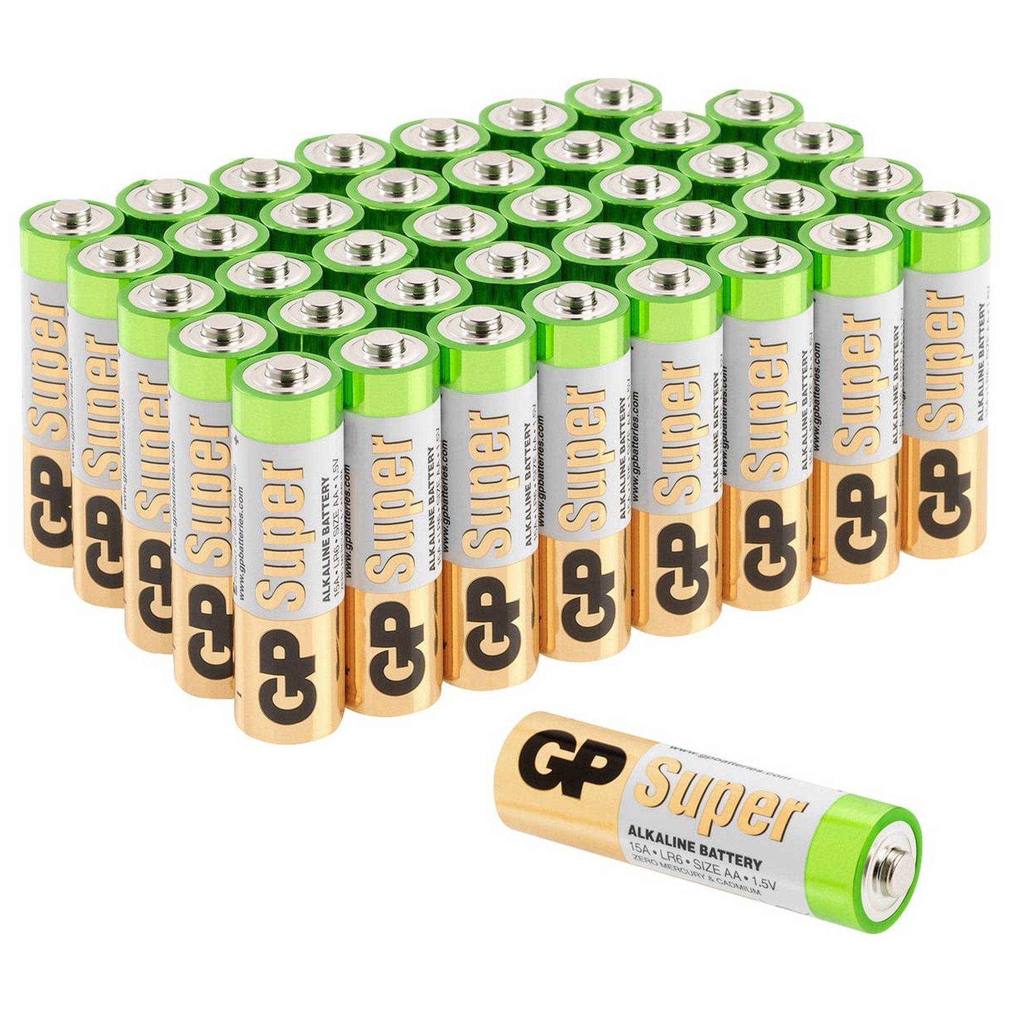 GP Batteries »AA Mignon Batterie GP Alkaline Super 1,5V 40 Stück« Batterie,  (1,5 V), bis zu 10 Jahre Lagerfähig online kaufen | OTTO