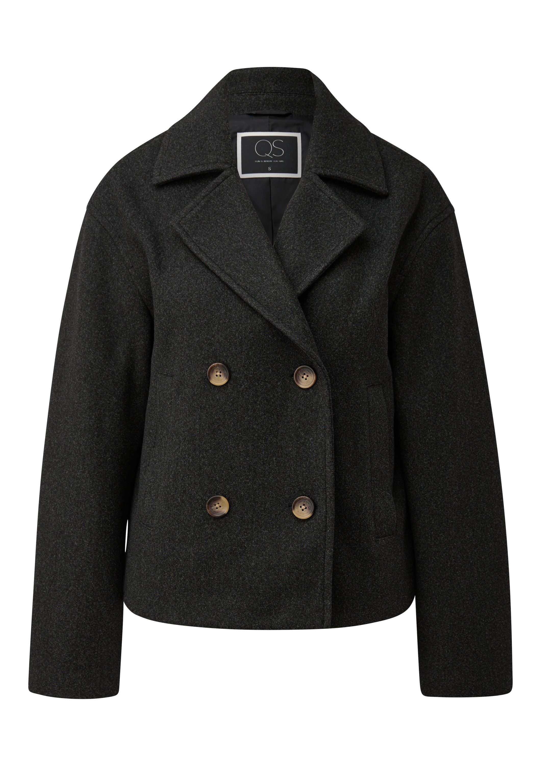 QS Funktionsjacke Outdoor-Jacke Cabanjacke in Wolloptik günstig online kaufen