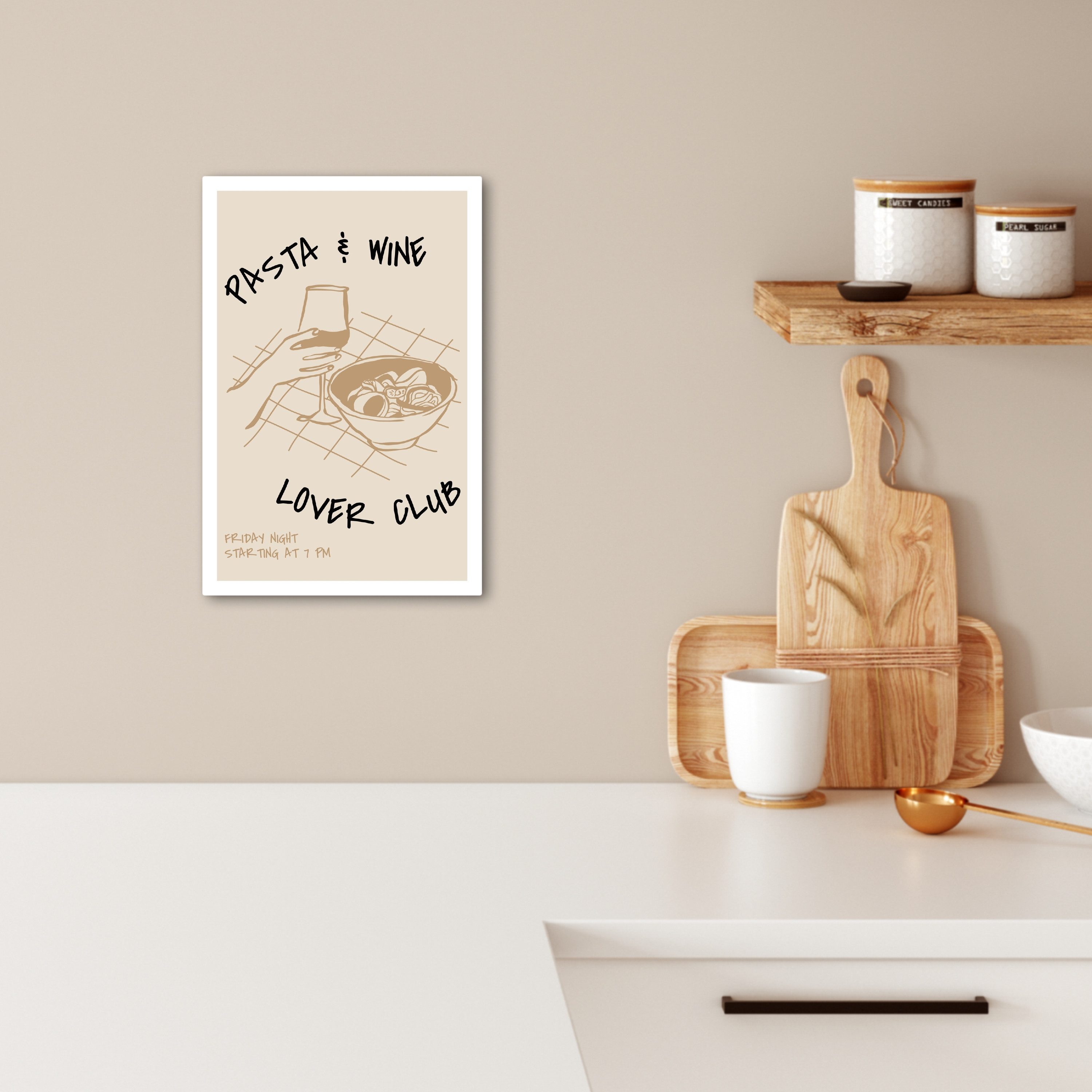 OneMillionCanvasses® Leinwandbild Nudeln - Wein - günstig online kaufen