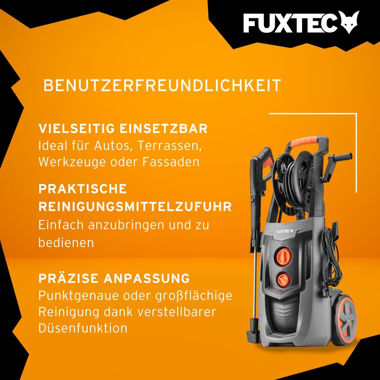 FUXTEC Hochdruckreiniger FX-HDR2200, 1,8 W, Druck max: 170 bar, 2,2 W, Fördermenge max: 7.5 l/min – Bild 3 von 5