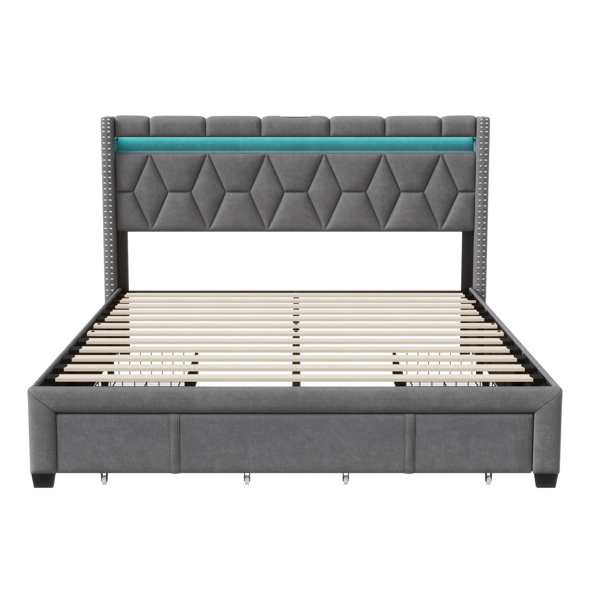 Gdood Polsterbett Stauraumbett Doppelbett, LED (Multifunktionsbett), Mit US günstig online kaufen