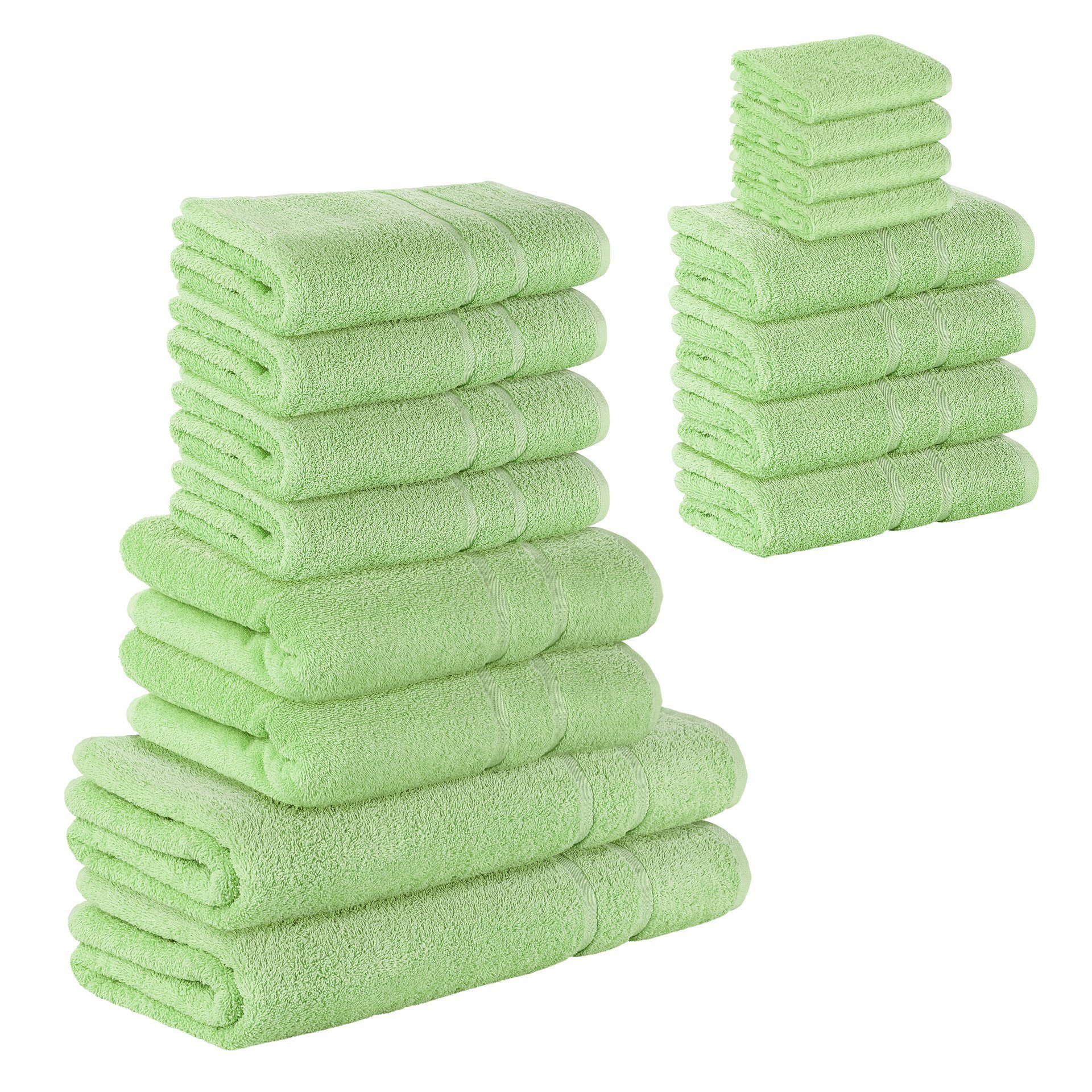 StickandShine Handtuch Set 4x 2x Hellgrün SET Frottee als 4x Gästehandtuch 100% Baumwolle GSM Teilig) (16 2x Handtücher Handtuch Badetücher 16er Saunatücher Duschtücher 100% 500 Farben in 4x verschiedenen Pack, Baumwolle