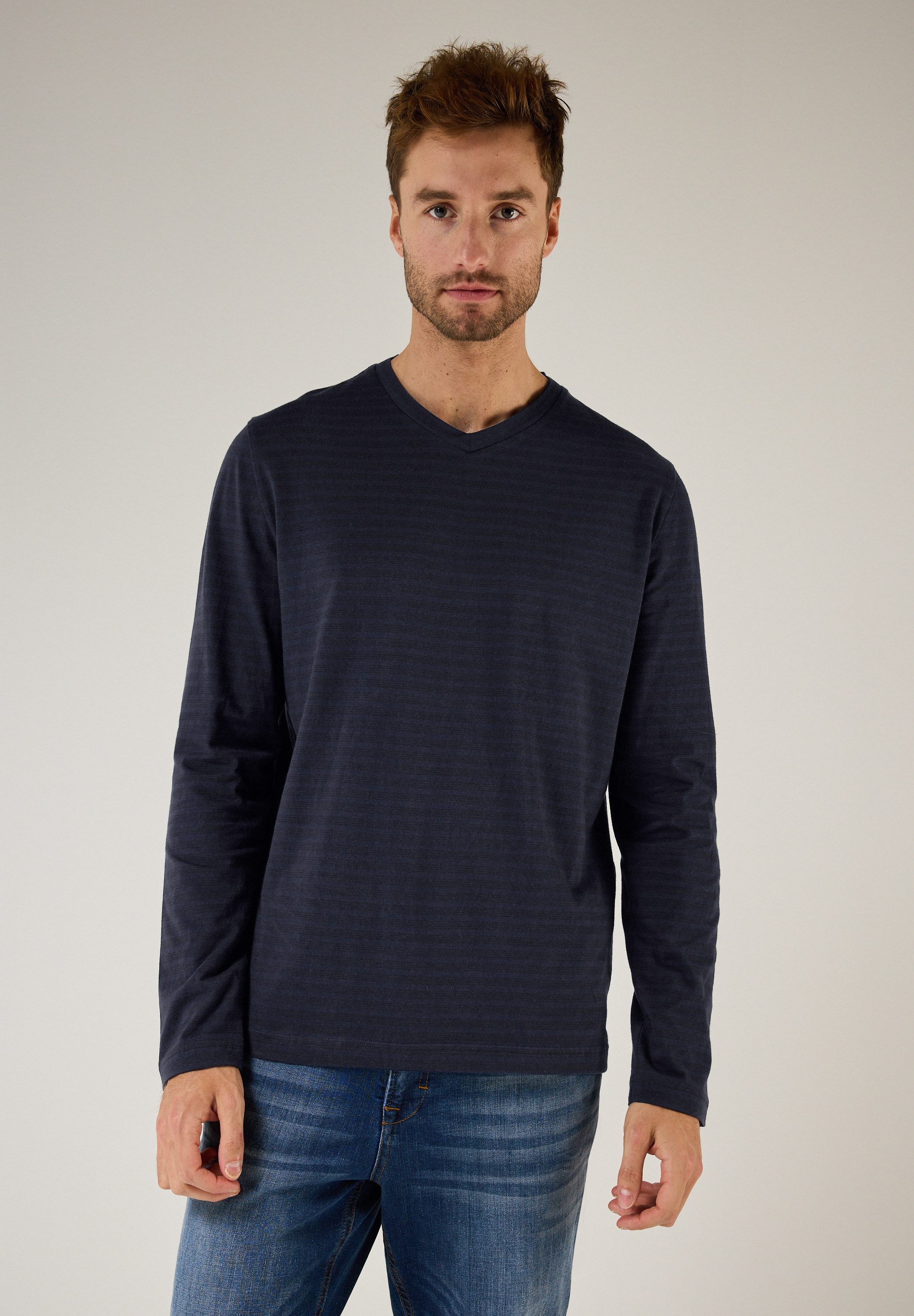 STREET ONE MEN Langarmshirt aus reiner günstig online kaufen