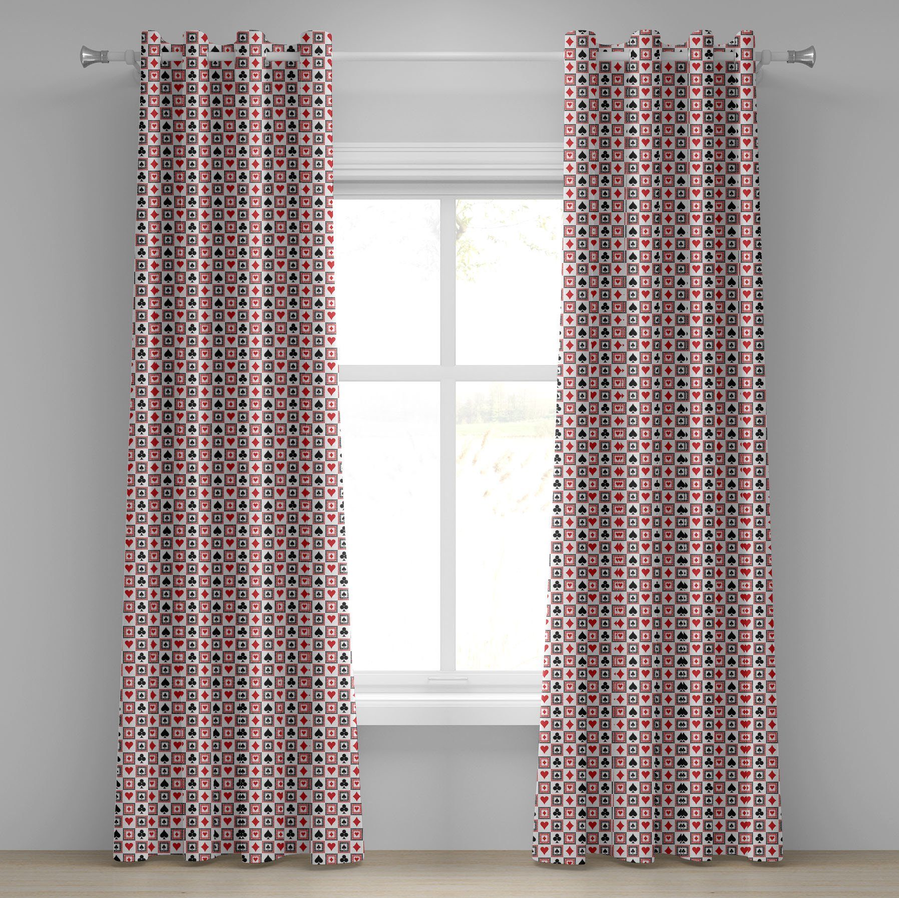 Gardine Dekorative 2-Panel-Fenstervorhänge für Schlafzimmer Wohnzimmer, Abakuhaus, Kasino Kartenspielen