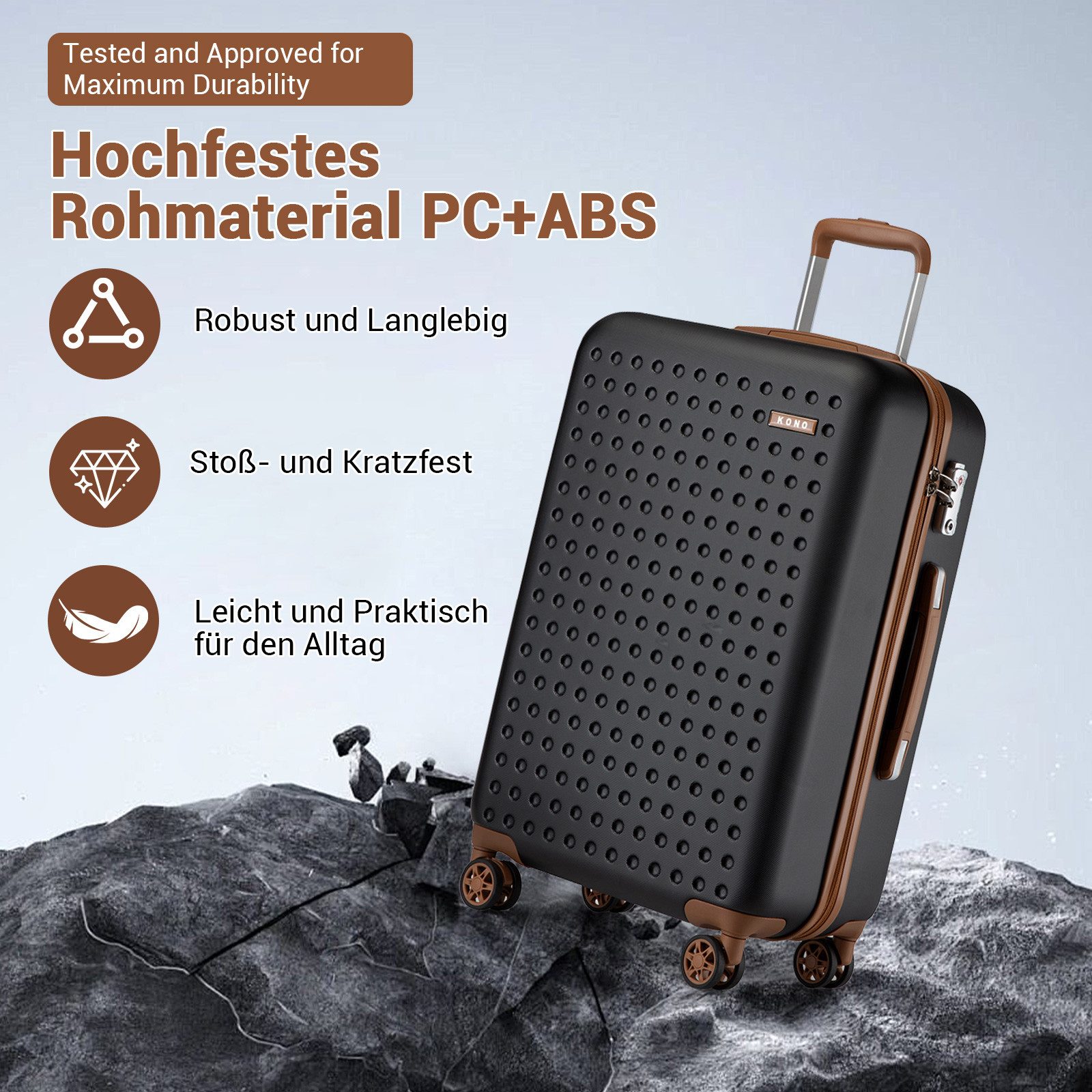 KONO Koffer Hartschalenkoffer Reisekoffer Trolleys 100% ABS Handgepäck Koffer
