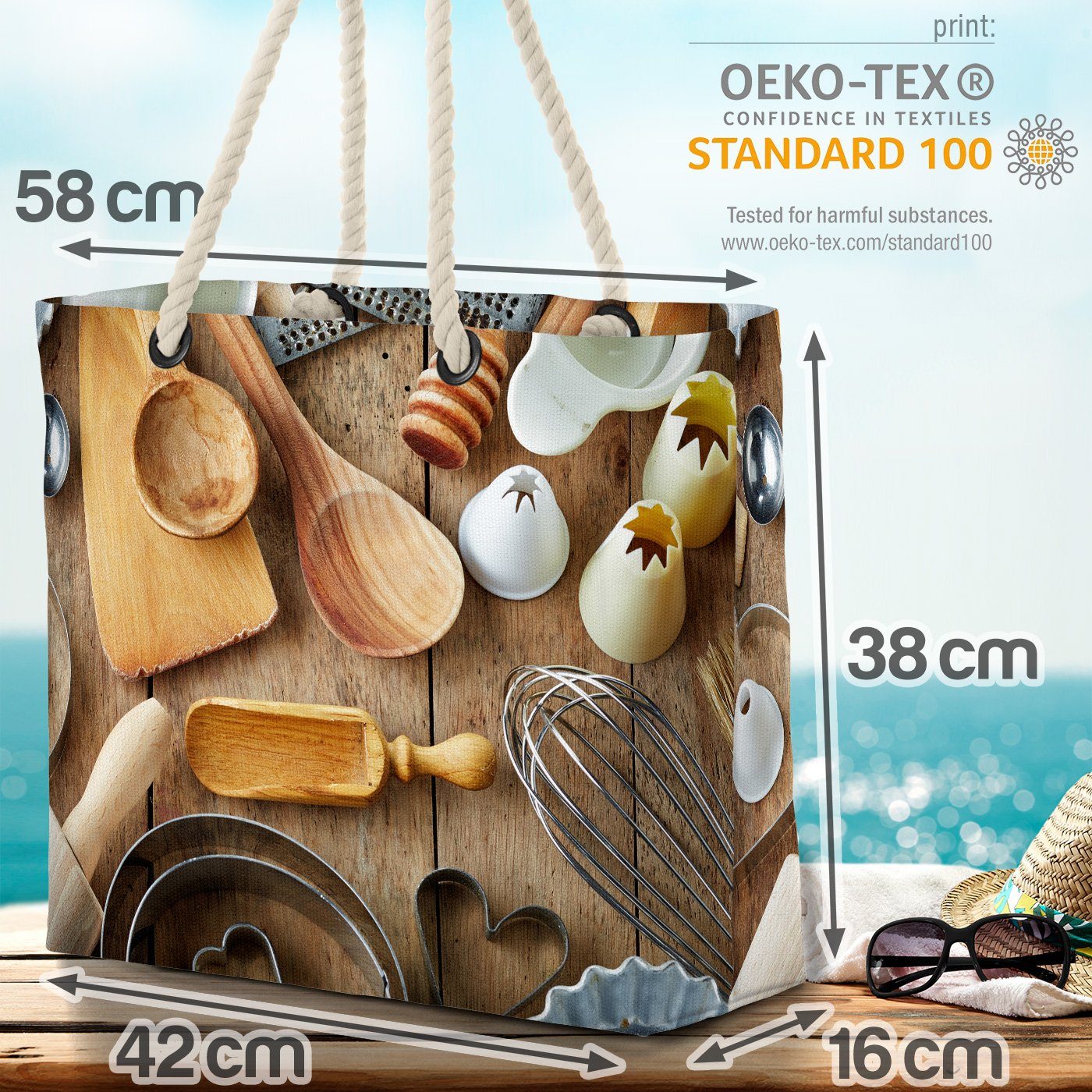 Küche Strandtasche VOID küche dekoriert (1-tlg), close-up tischgeschirr Backen Küchenutensilien