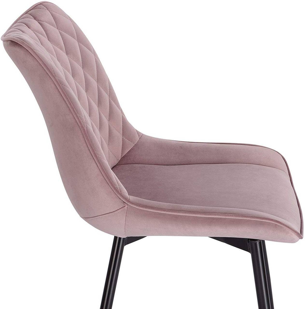 mit Sitzfläche (2 St), Rückenlehne Samt Polsterstuhl rosa aus Esszimmerstuhl Woltu