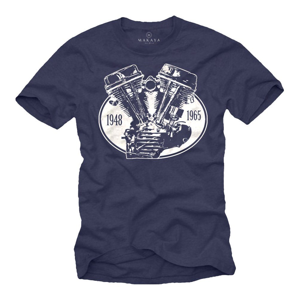 Print-Shirt Herren Motorrad T-Shirt Vintage Biker Motiv Geschenke für Männer